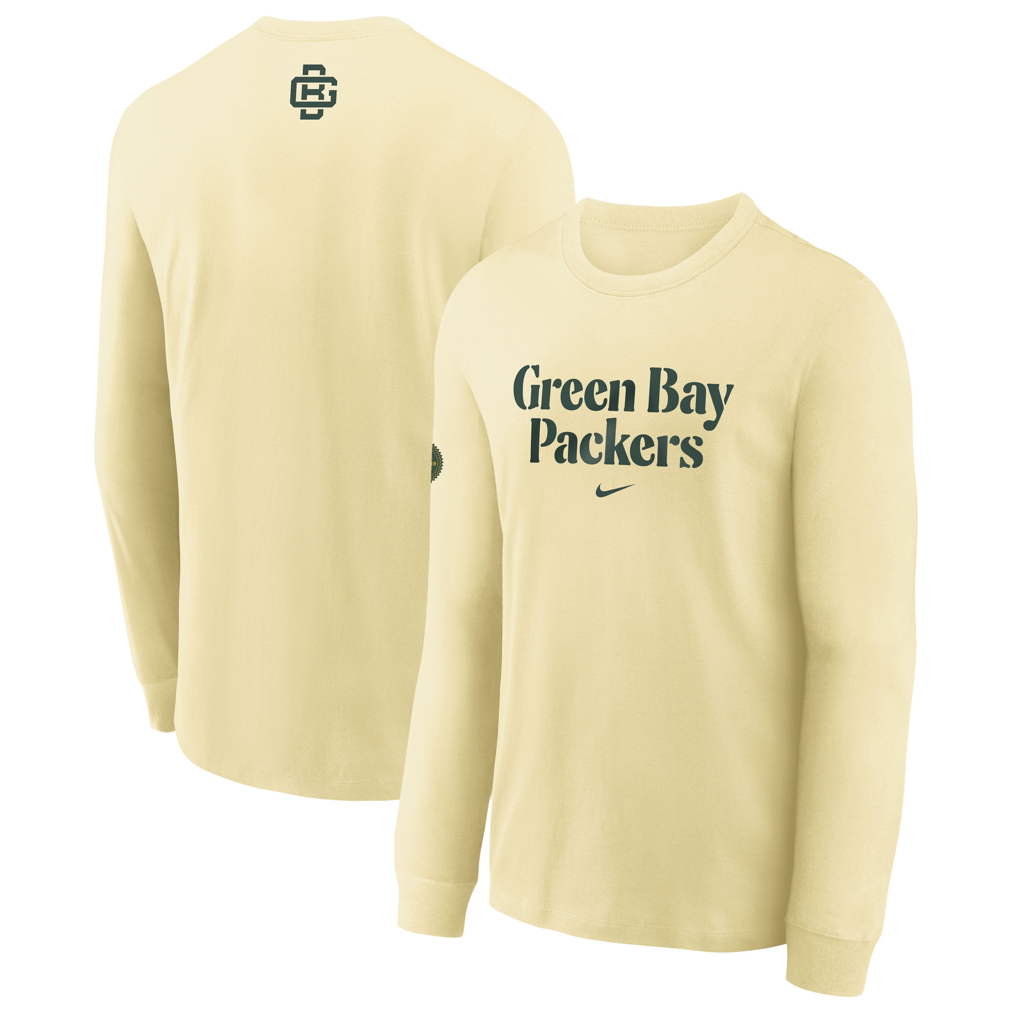 Youth Nike Cream Green Bay Packers 2026 Rivalries Collection Max90 Long Sleeve T-Shirt