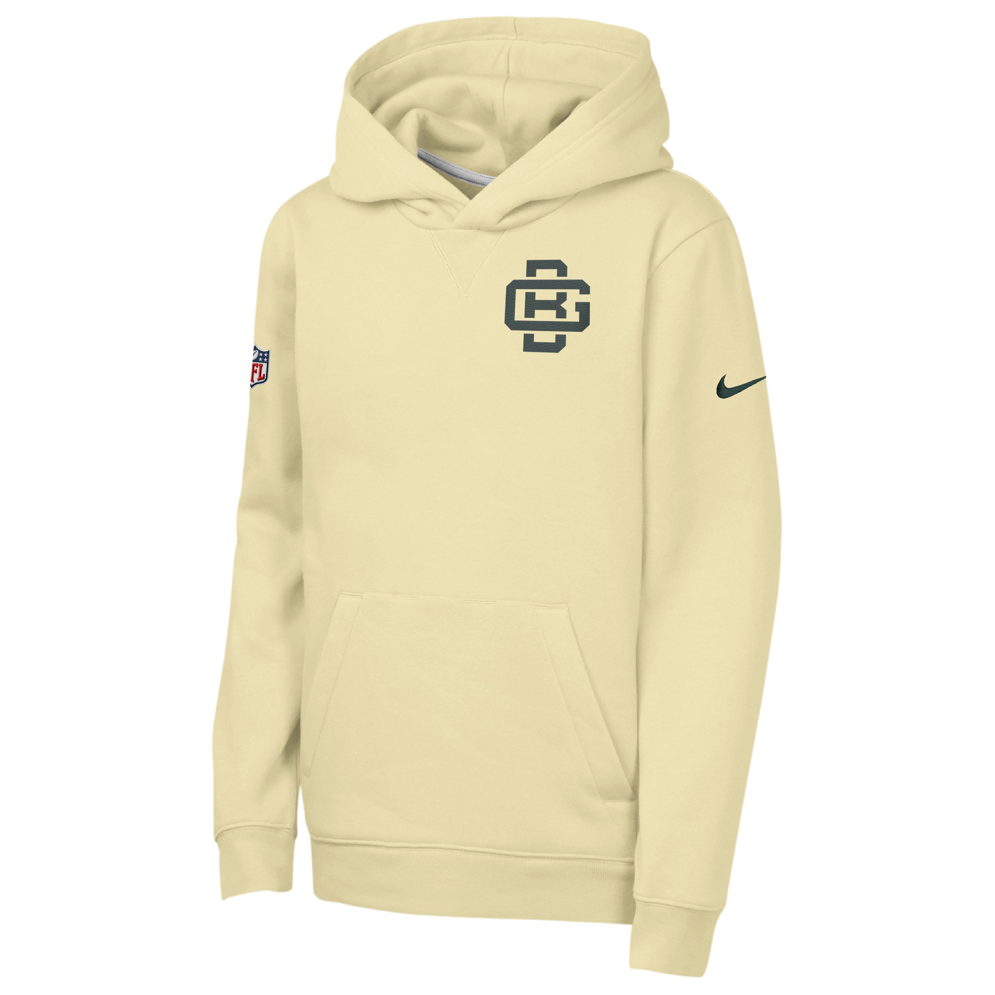 Sweat à capuche en polaire Nike Sideline Club, collection Green Bay Packers 2026 Rivalries, couleur crème, pour jeunes