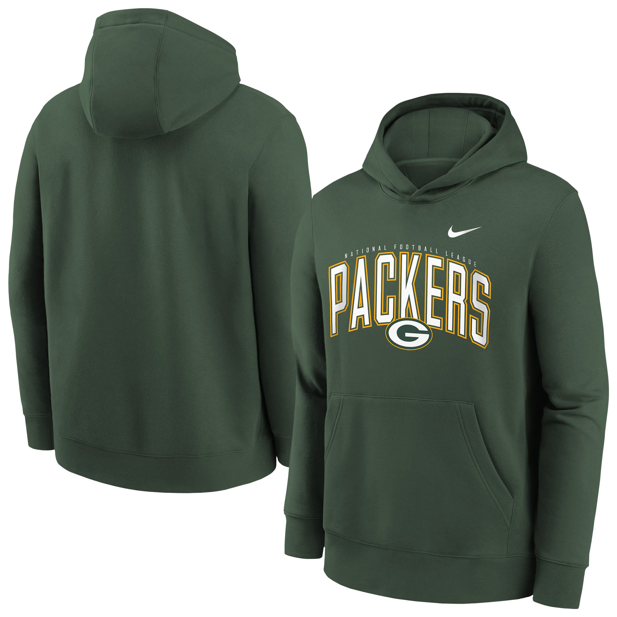 Youth Nike Green Bay Packers Logo Arch Fleece Hoodie
