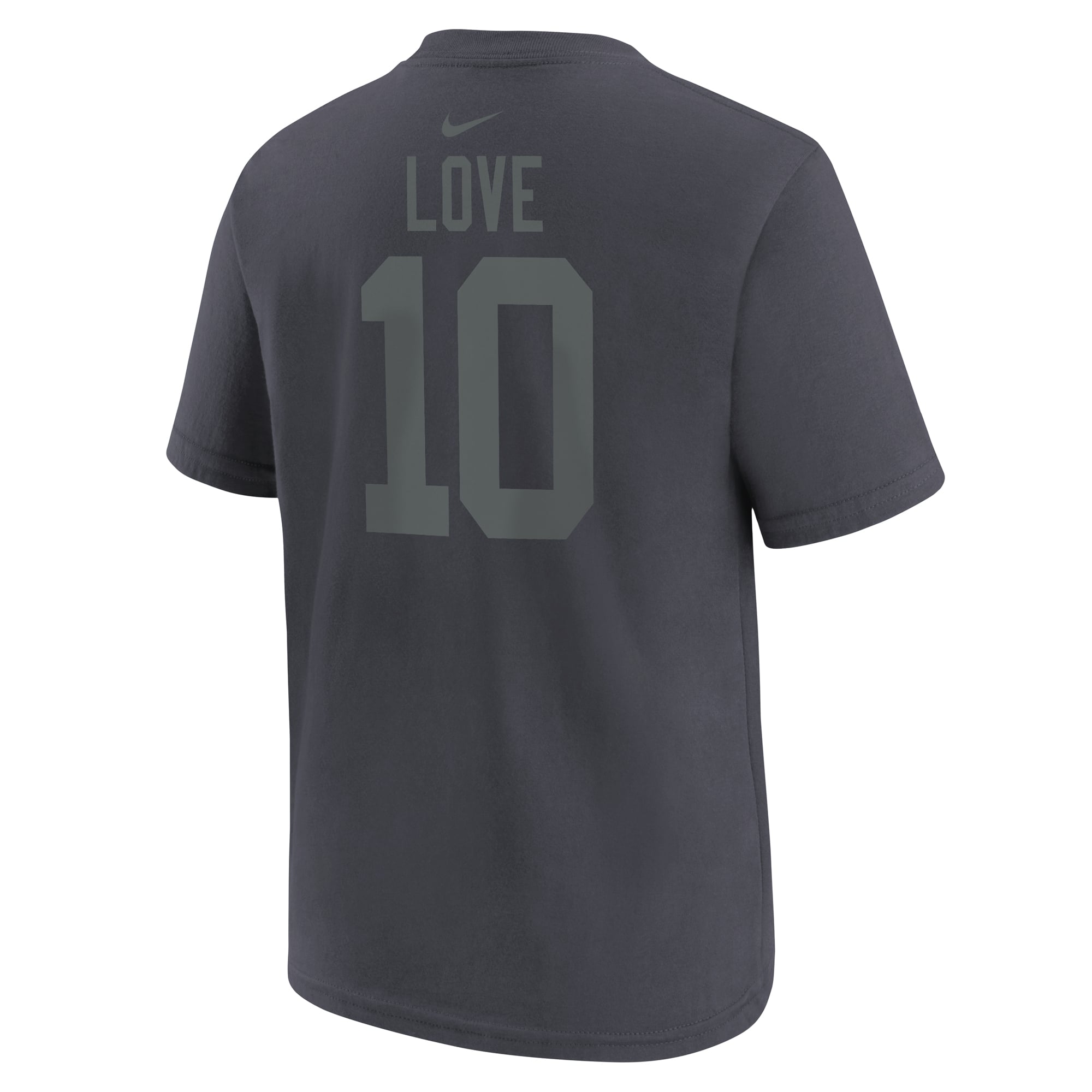 T-shirt Nike Jordan Love Anthracite Green Bay Packers pour enfant, nom et numéro