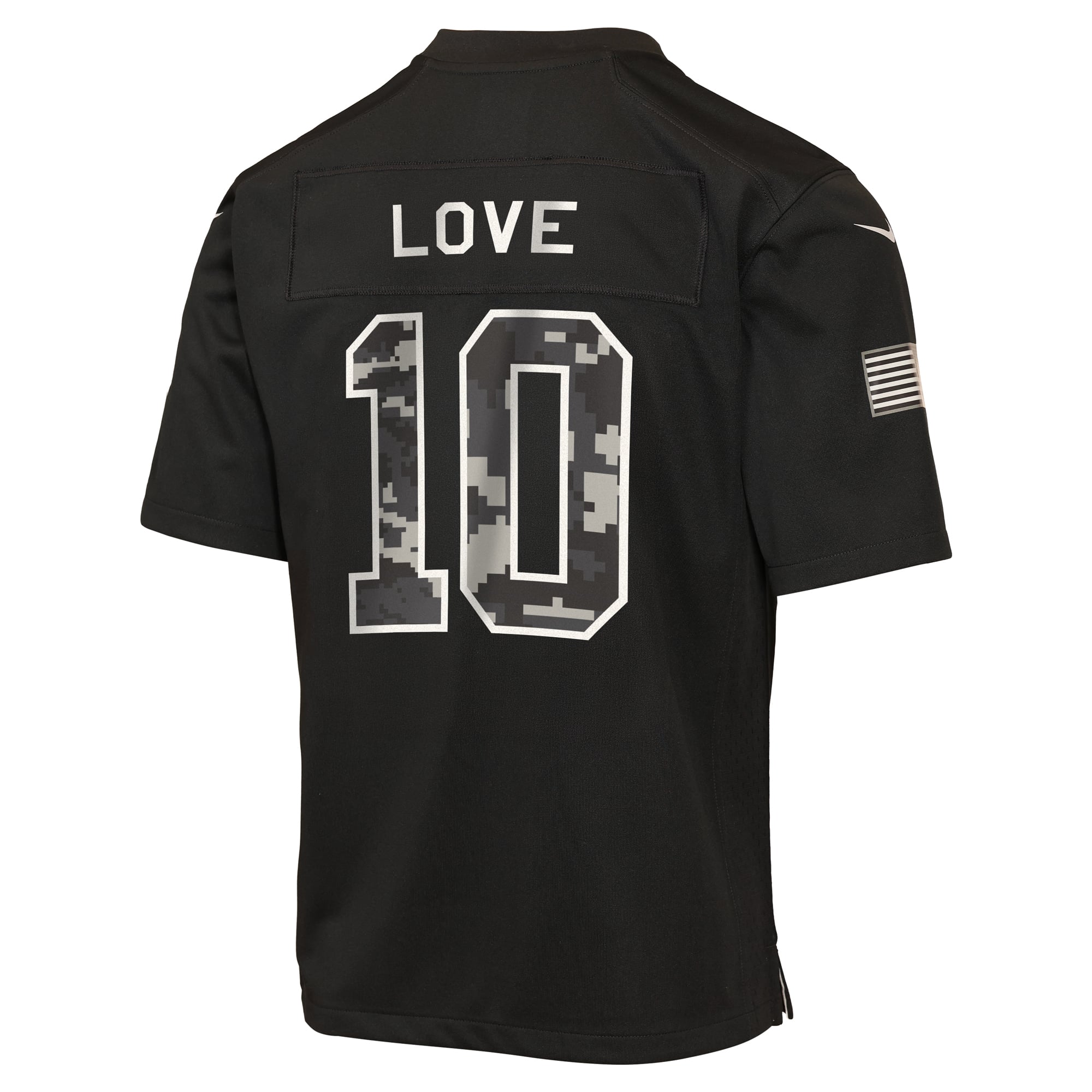 Maillot Nike Jordan Love noir Green Bay Packers 2026 Salute to Service pour jeunes