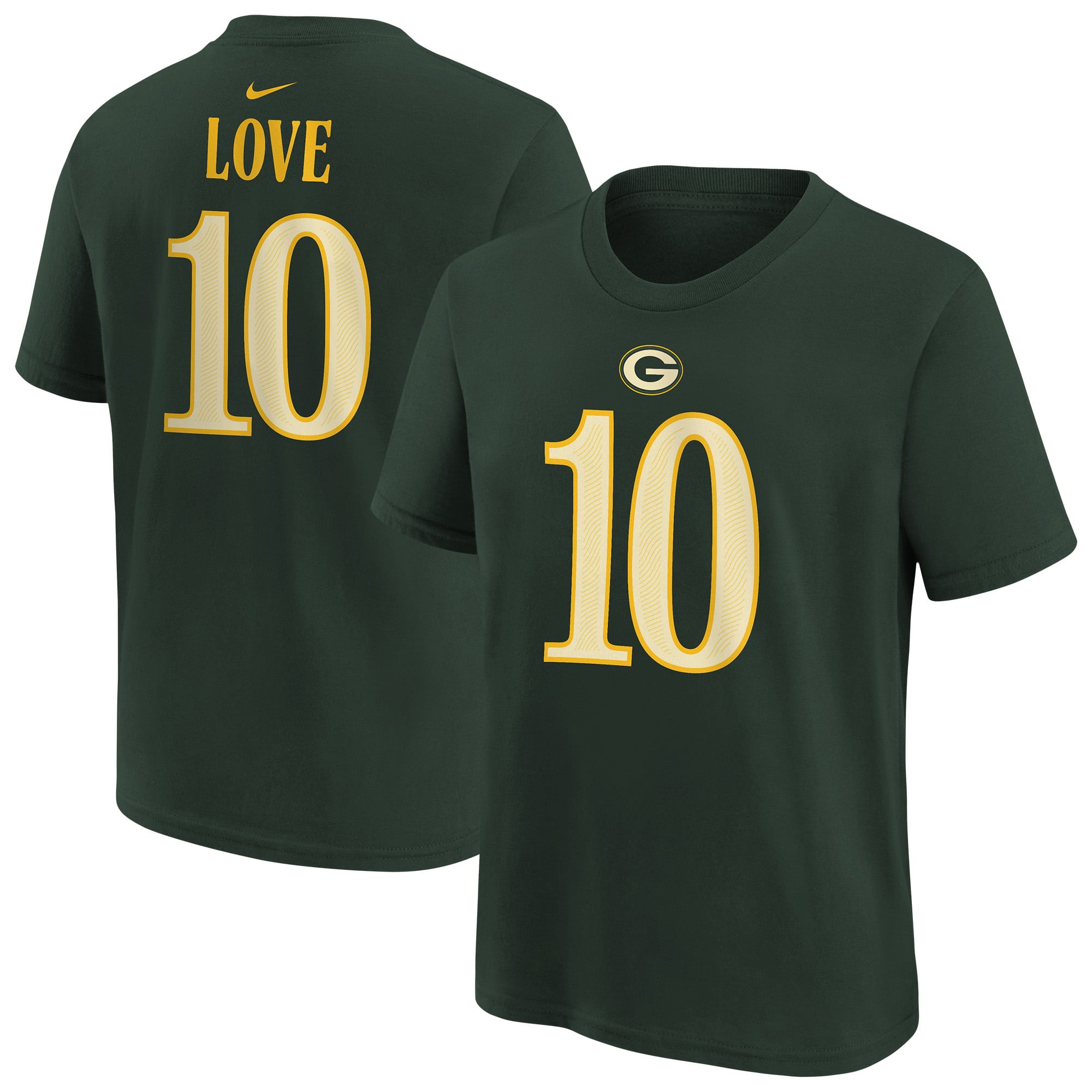 Youth Nike Jordan Love Green Bay Packers 2026 Rivalries Collection Name & Number T-Shirt