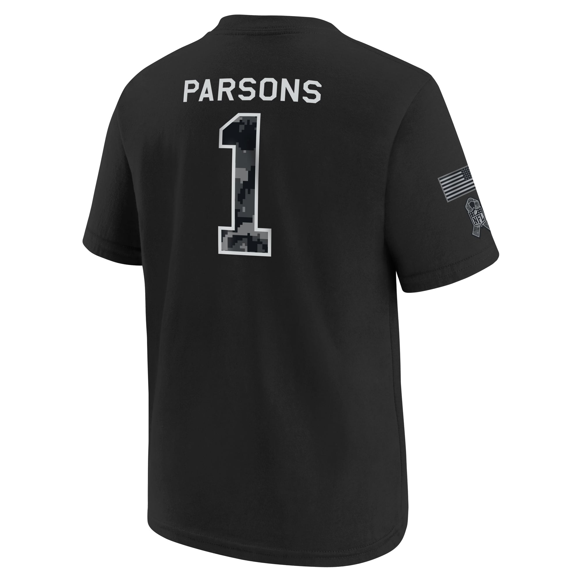 T-shirt Nike Micah Parsons noir Green Bay Packers 2026 Salute to Service pour jeunes (nom et numéro)