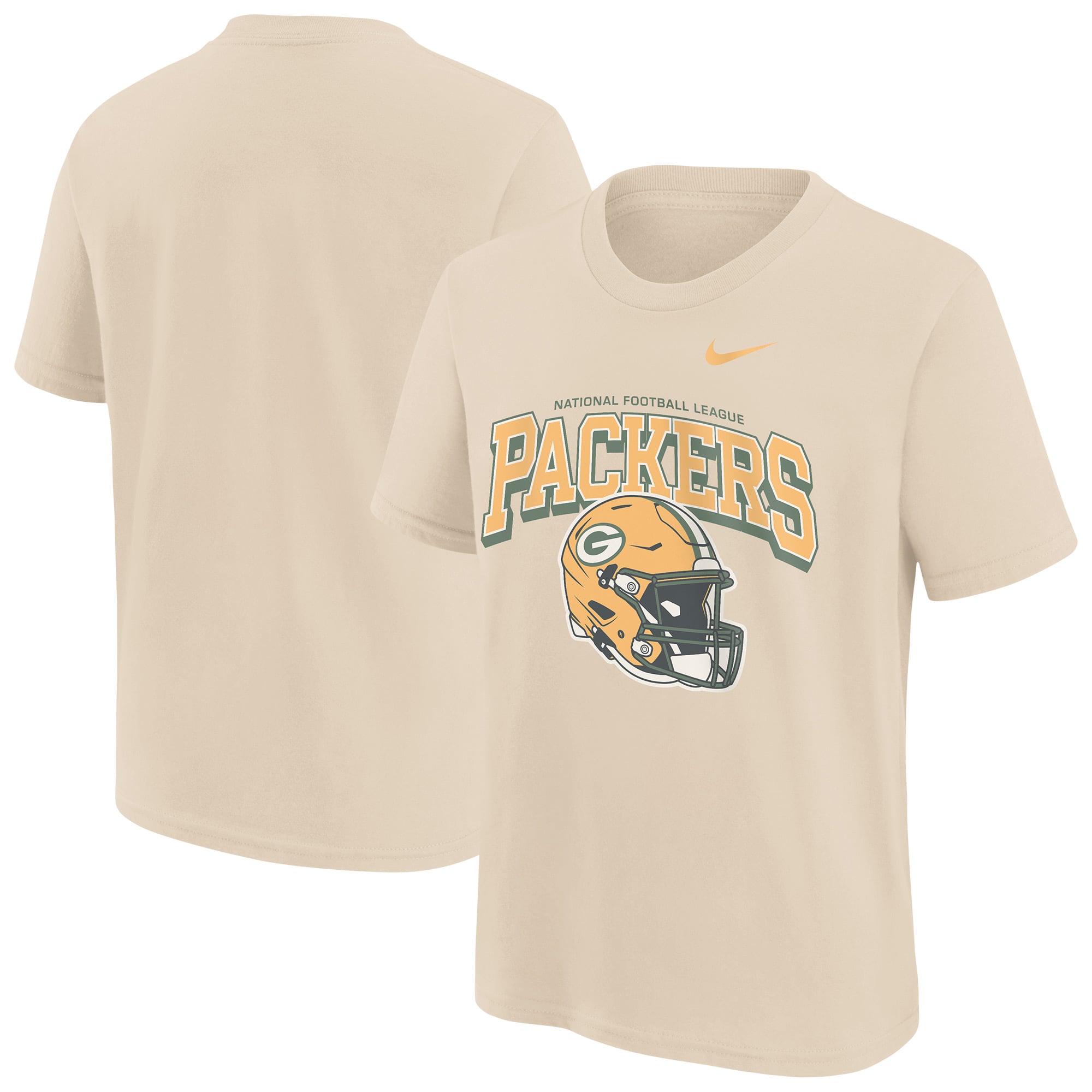 T-shirt Nike Easy Lane pour enfant, vert naturel, Green Bay Packers, style vintage.