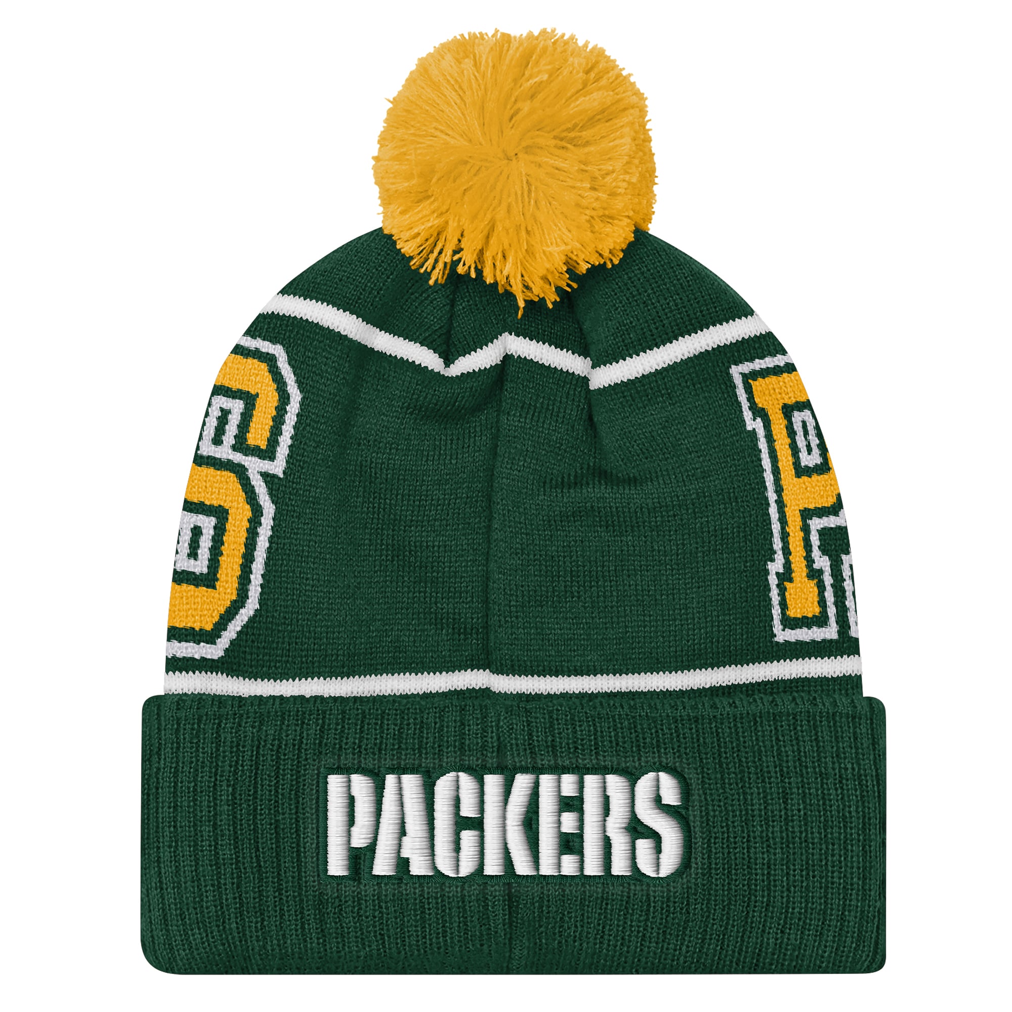 Youth Outerstuff Green Green Bay Packers Highlight Cuffed Knit Hat with Pom