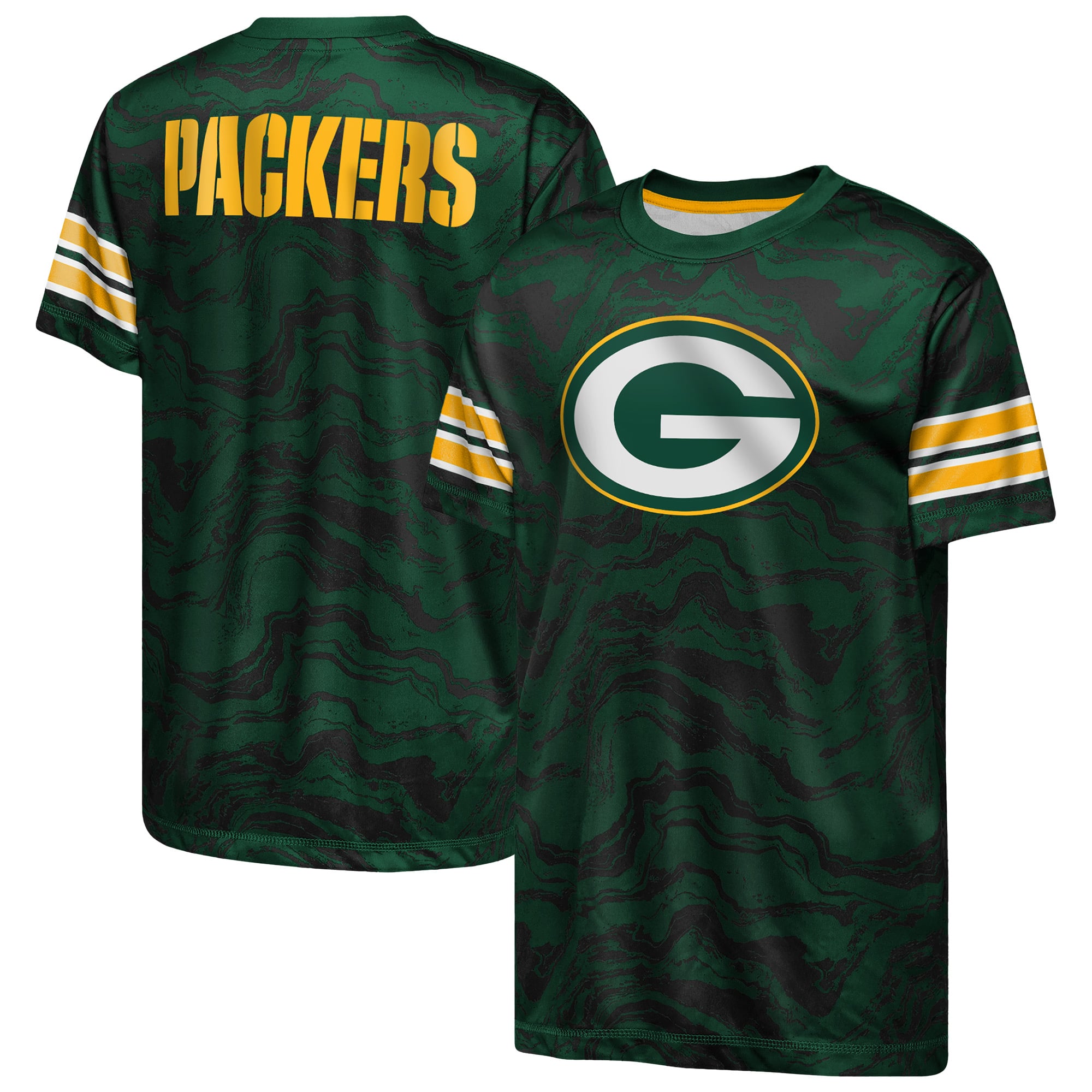 T-shirt de performance Outerstuff vert Green Bay Packers pour jeunes, motif Slant Route