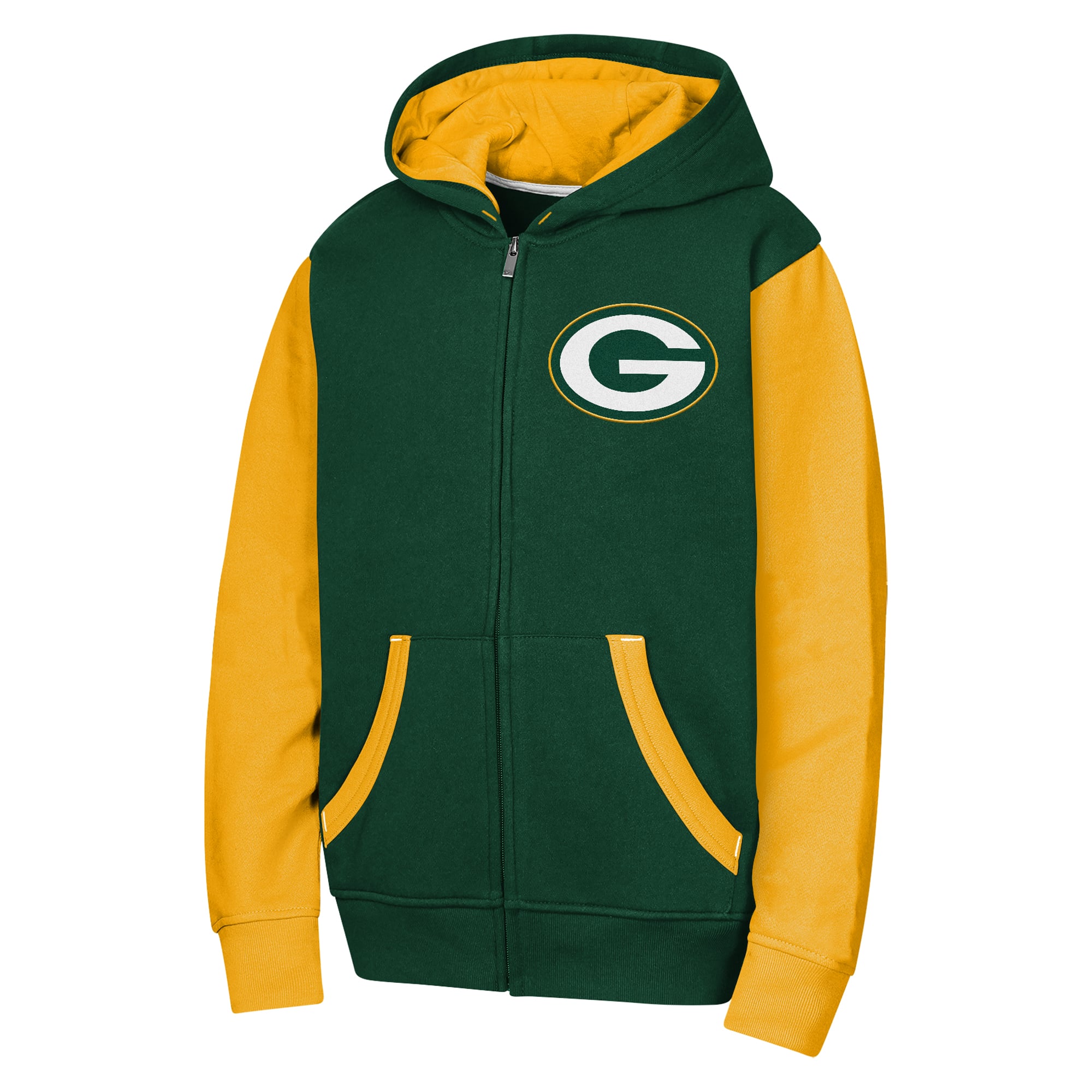 Sweat à capuche zippé vert Green Bay Packers Stadium pour jeunes