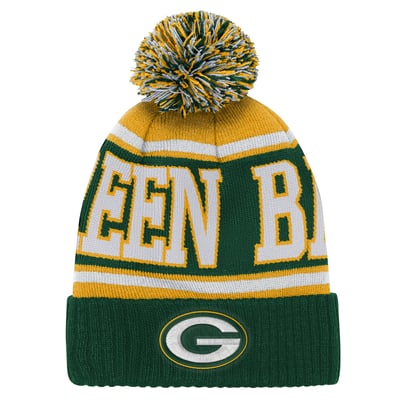 Green Bay Packers Outerstuff Youth True Edge Cuffed Knit Hat with Pom - Green