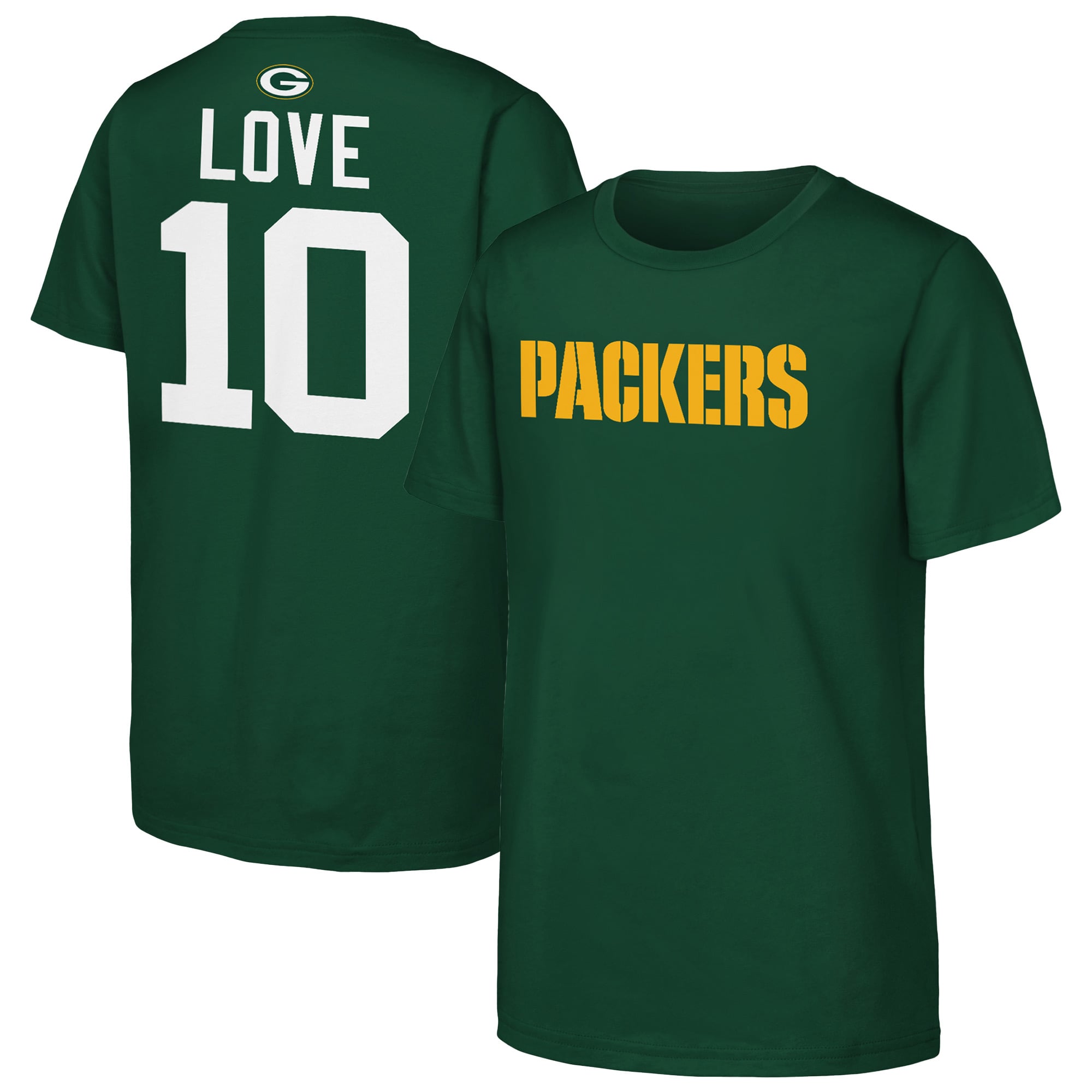 Youth Outerstuff Jordan Love Green Bay Packers Name & Number T-Shirt