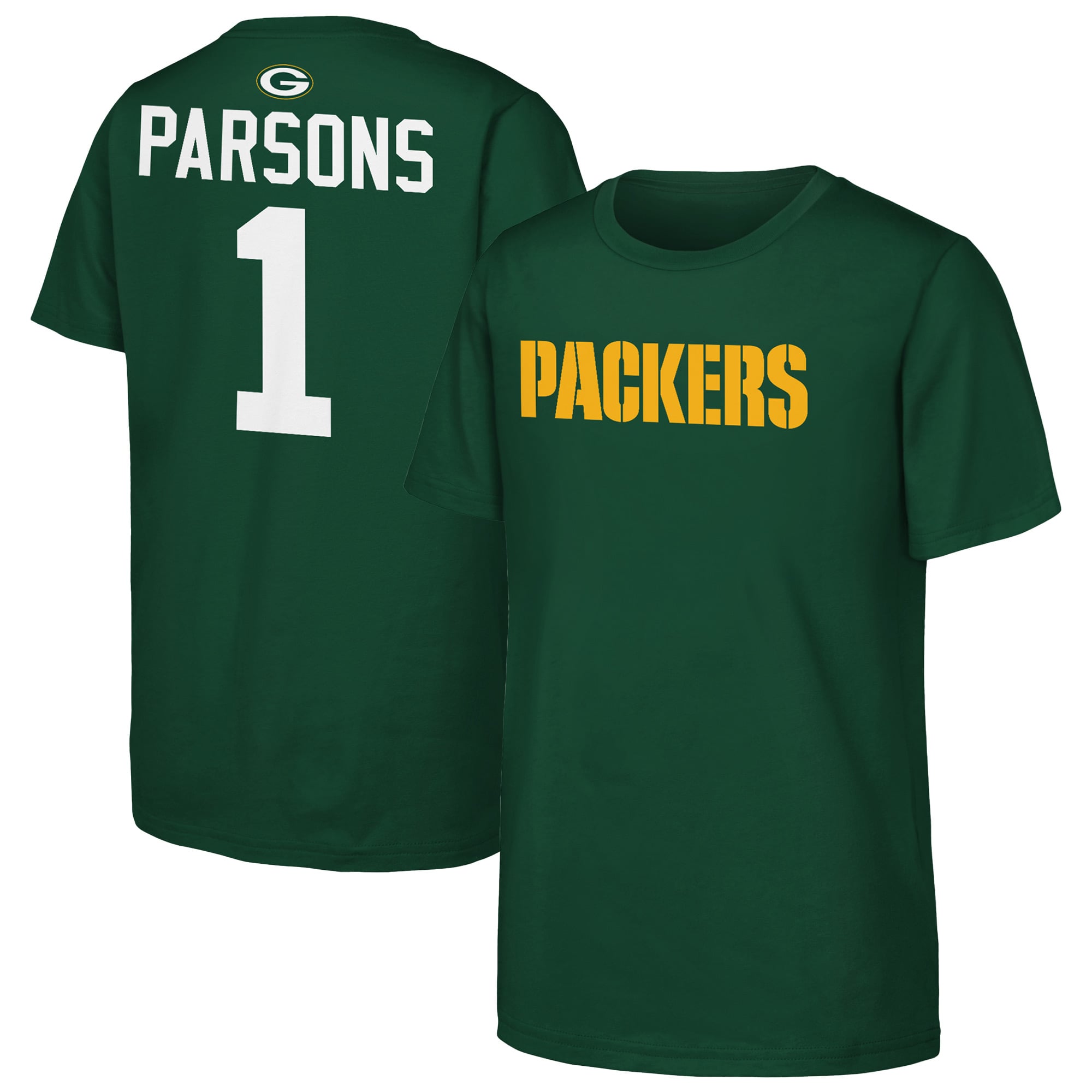 T-shirt Youth Outerstuff Micah Parsons vert Green Bay Packers avec nom et numéro