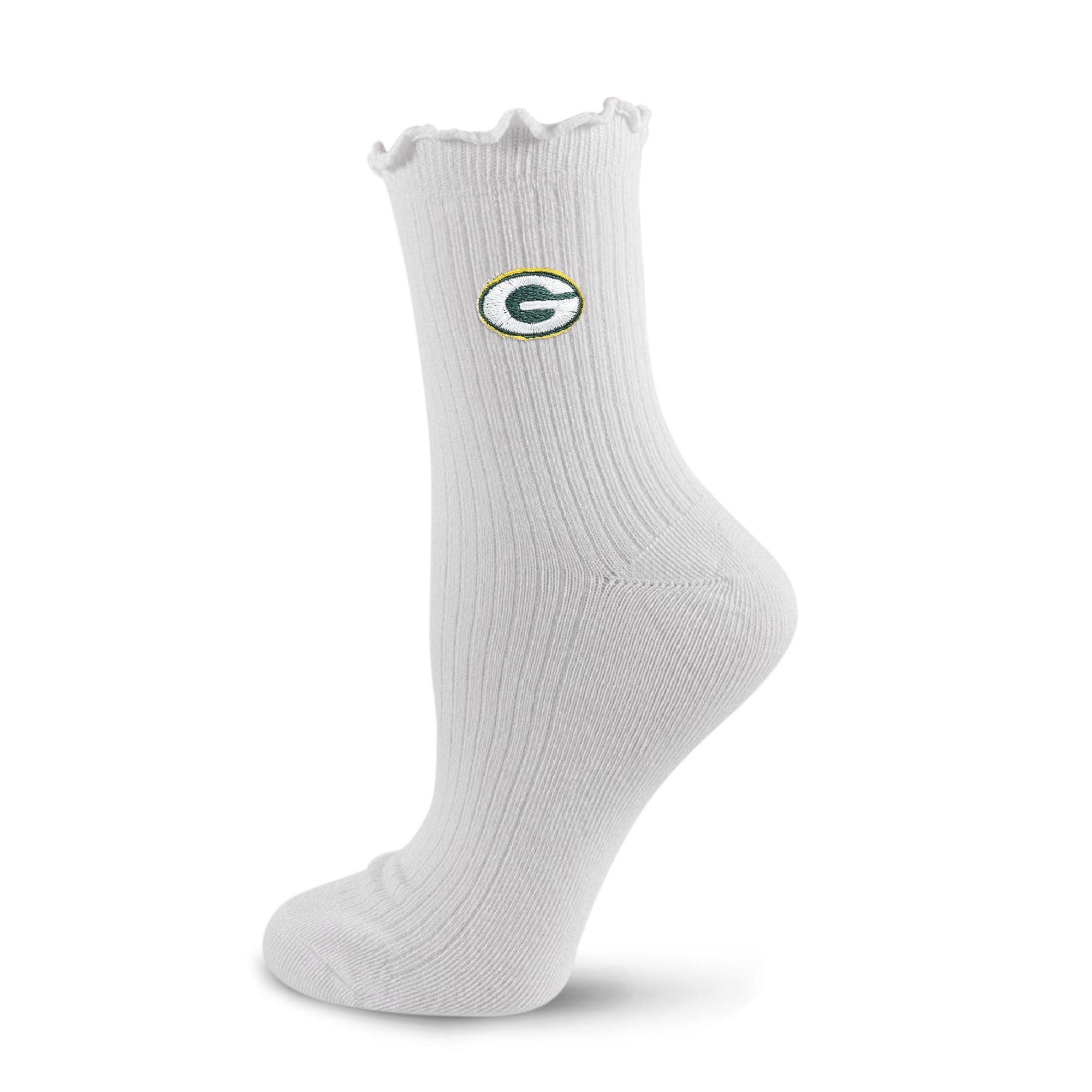 Chaussettes de compression Youth PRO blanches avec logo Green Bay Packers et ourlet ondulé