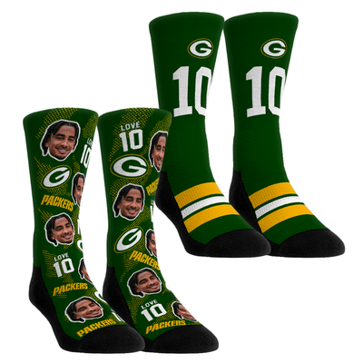 Jordan Love Green Bay Packers Rock Em Youth Player Football Guy Two-Pack Crew Sock Set