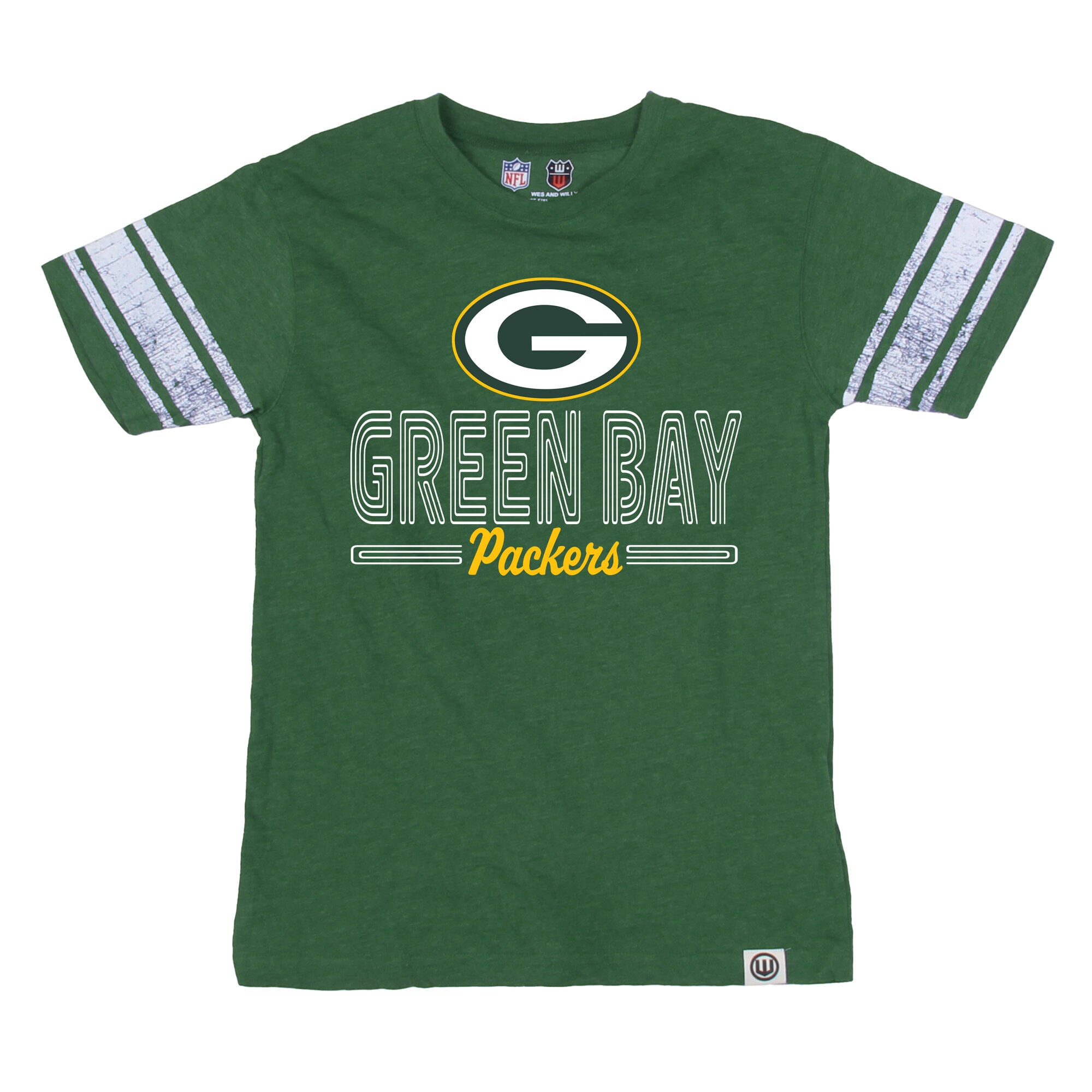 T-shirt de football américain Wes & Willy Green des Bay Packers pour jeunes