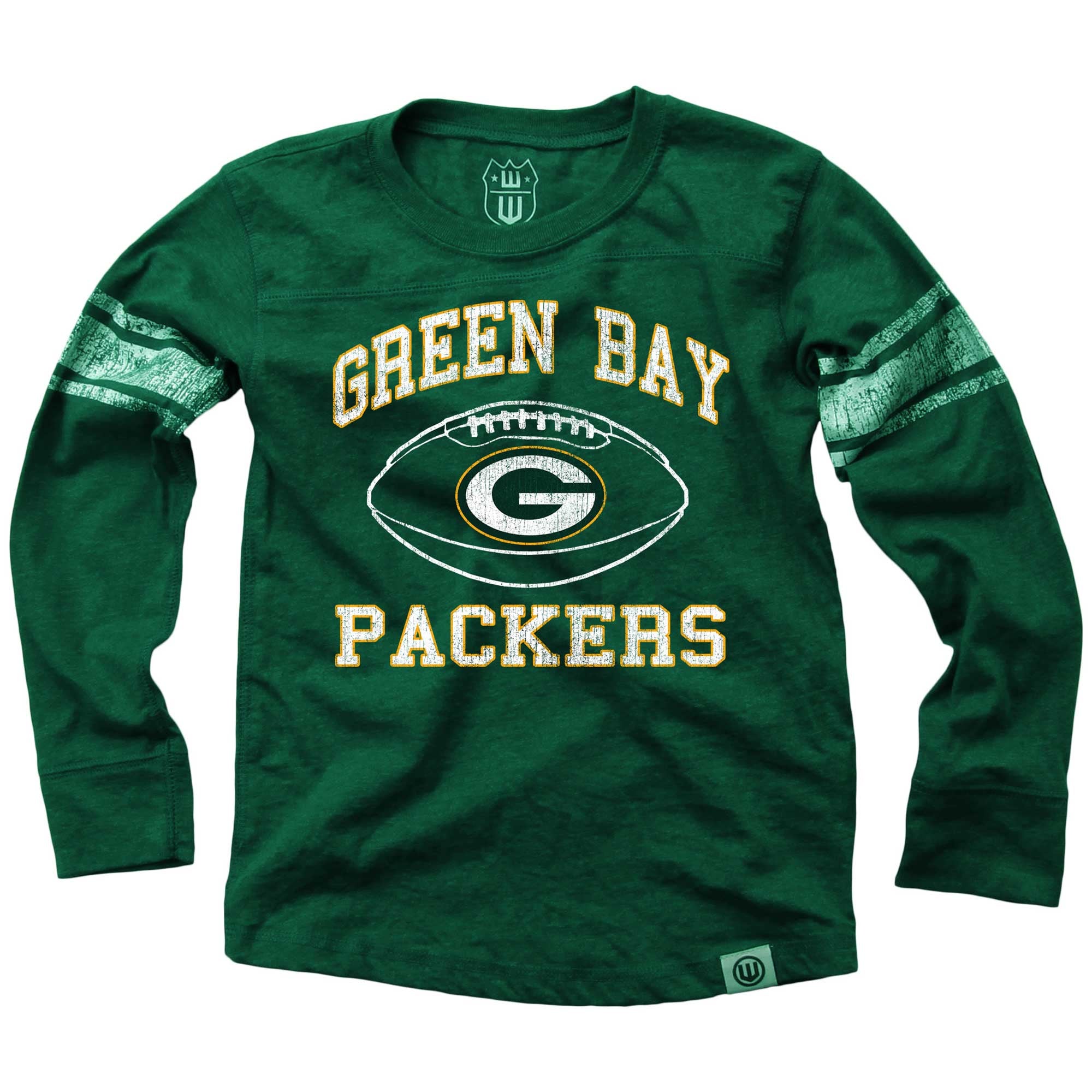 T-shirt de football à manches longues pour jeunes Wes & Willy Green des Bay Packers