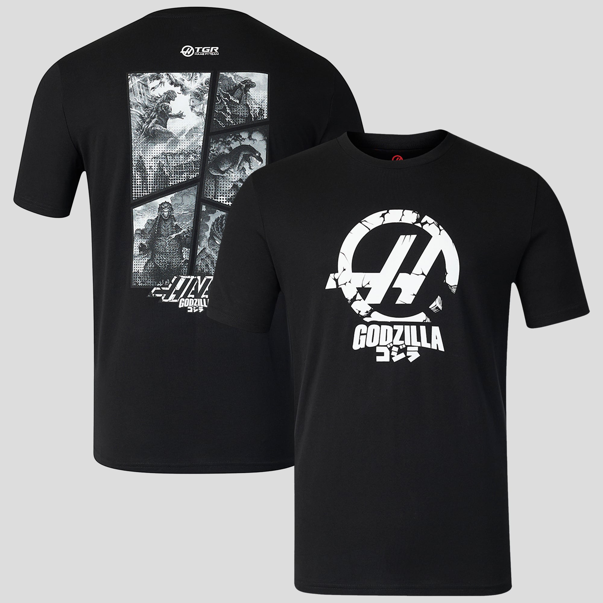 Men's Black Haas F1 Team Godzilla Tokyo T-Shirt