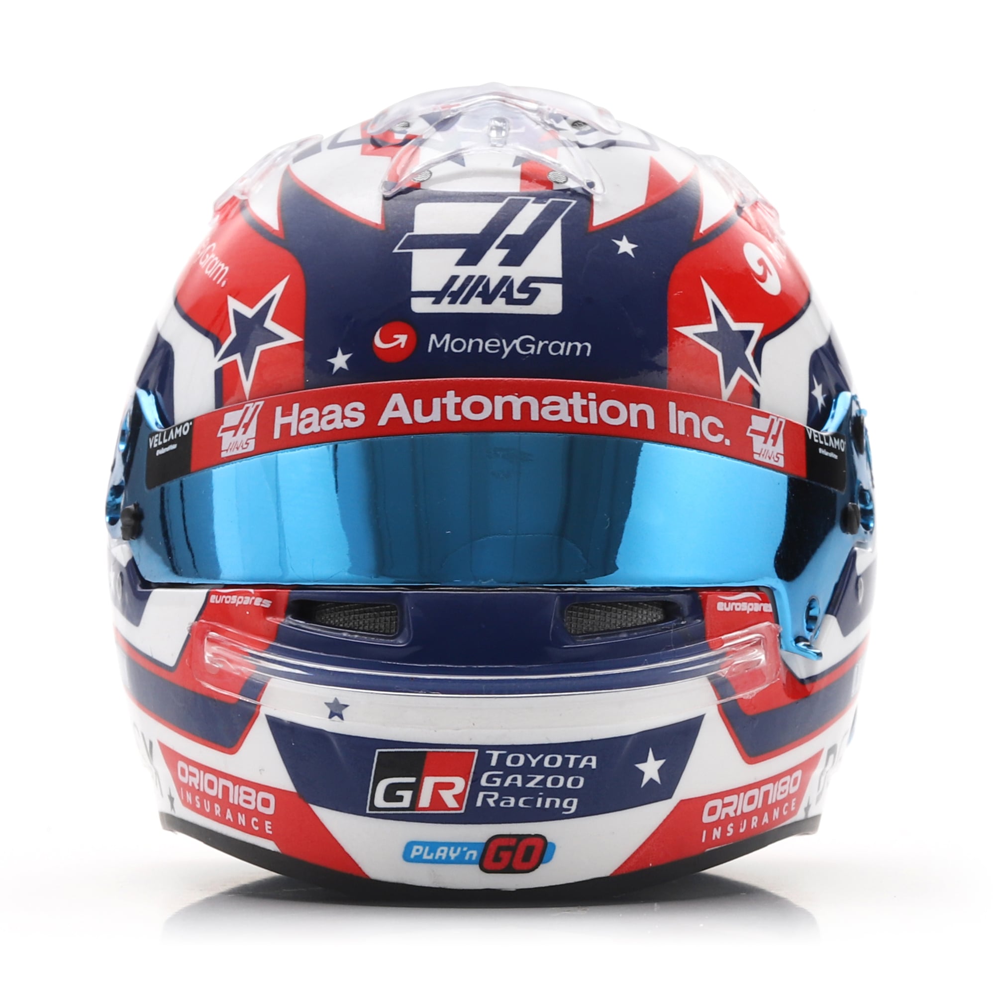 Casque miniature à l'échelle d'Ollie Bearman, écurie Haas F1, Grand Prix des États-Unis 2025, par Spark Models