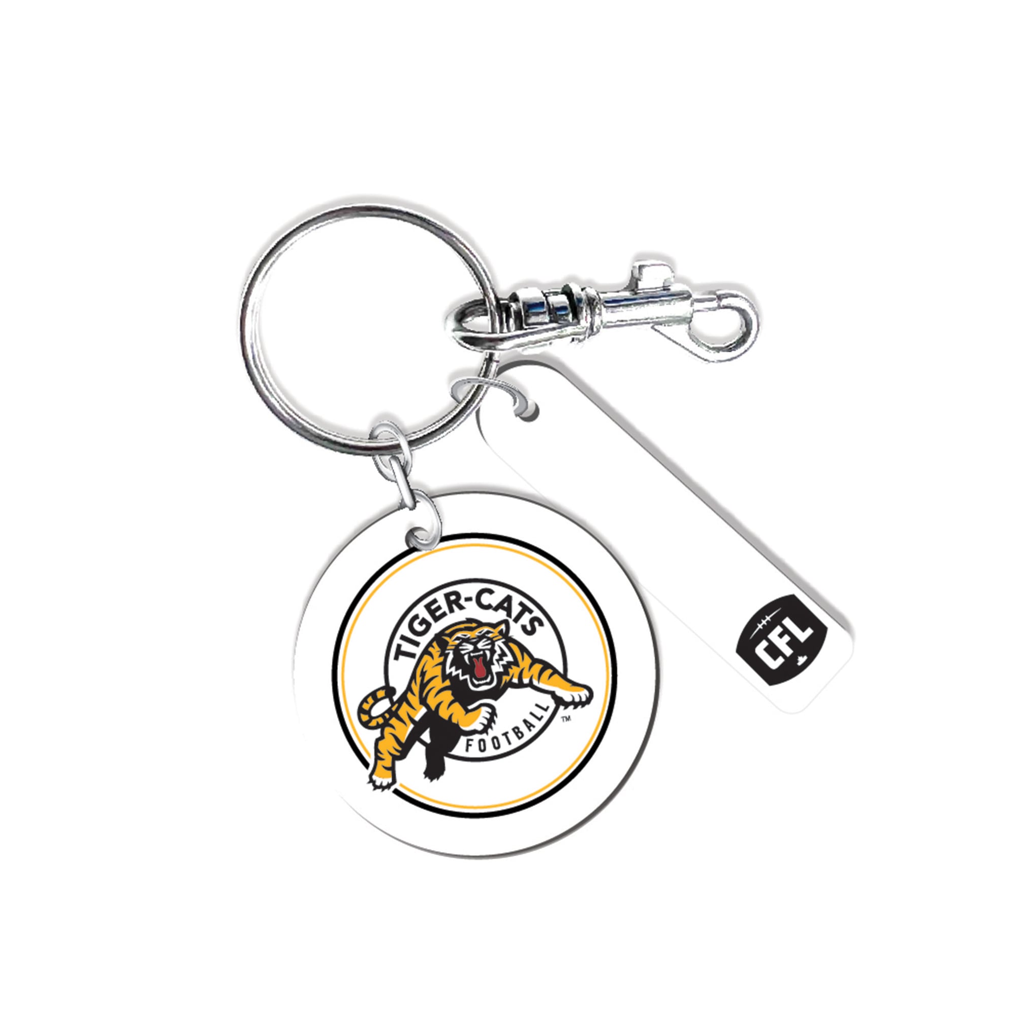 Hamilton Tiger-Cats Personalized Leather Round Keychain