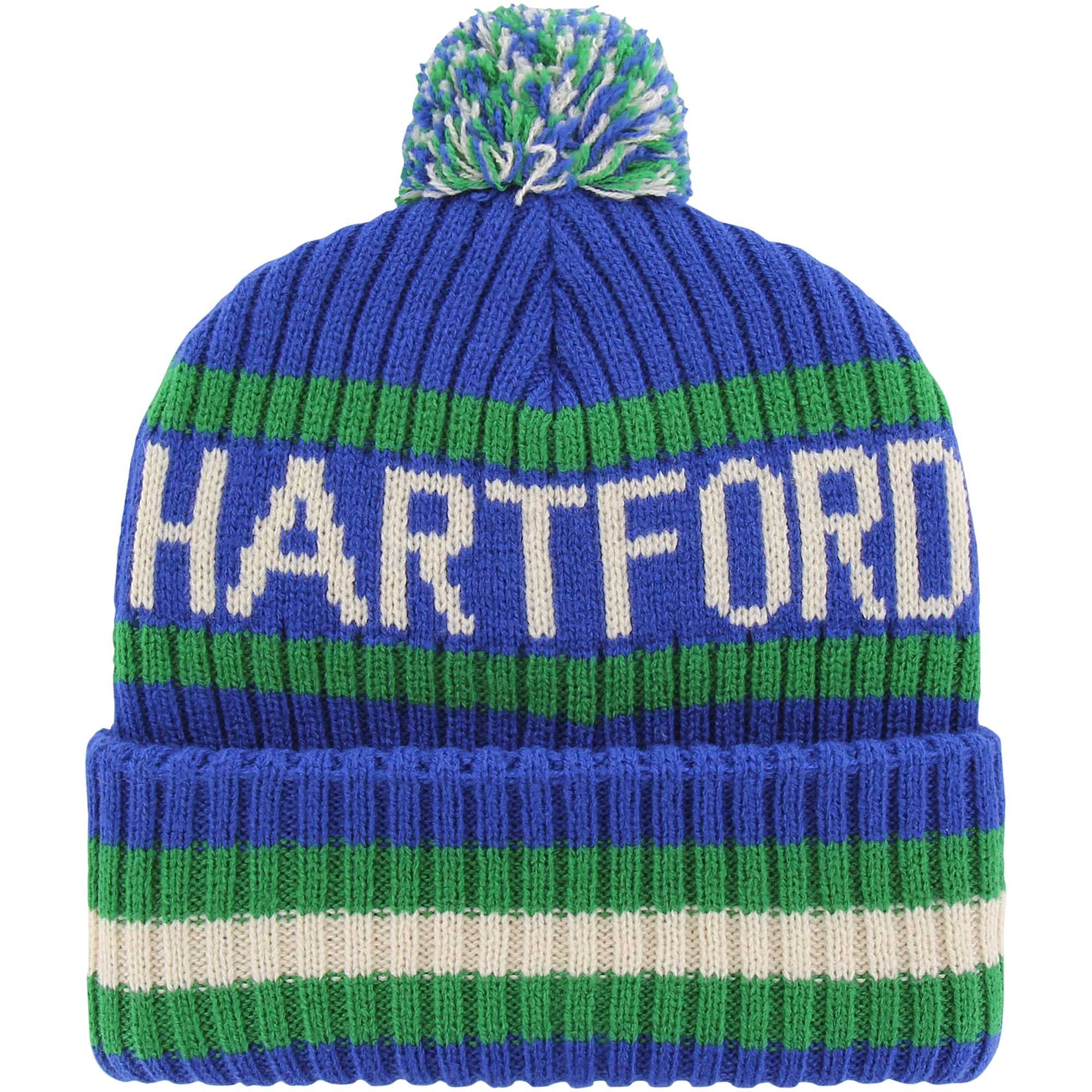 Bonnet en tricot à revers Bering bleu Hartford Whalers '47 pour homme avec pompon