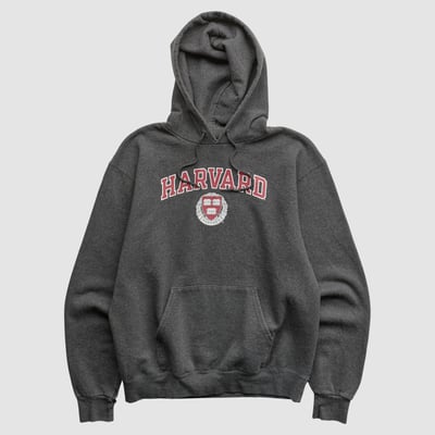 Harvard Crimson Champion 2010s Hooded Pullover Sweatshirt - Charcoal - S by Fanatics Real Vintage