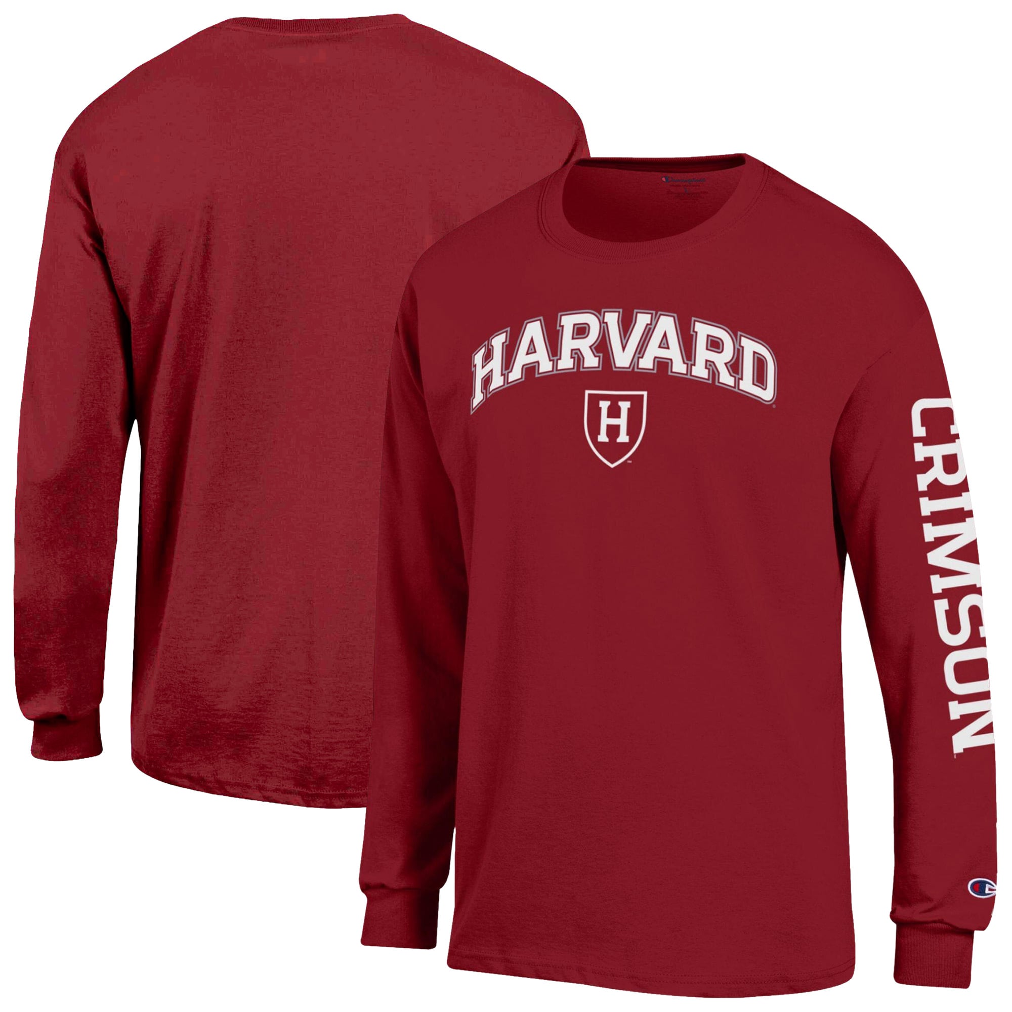 Men's Champion Crimson Harvard Arch Logo Long Sleeve T-Shirt