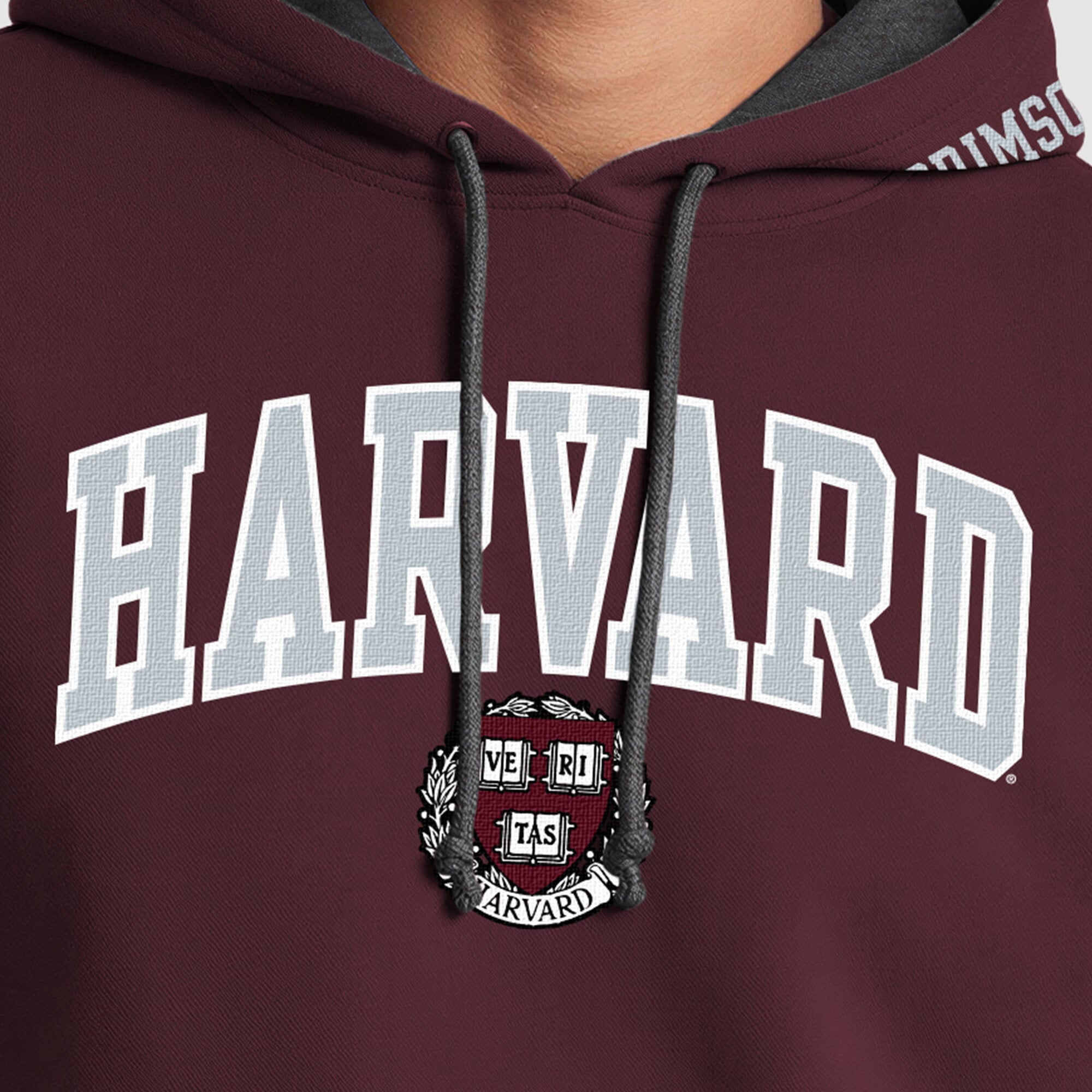 Sweat à capuche contrastant Champion pour homme, couleur cramoisi/gris chiné Harvard Crimson