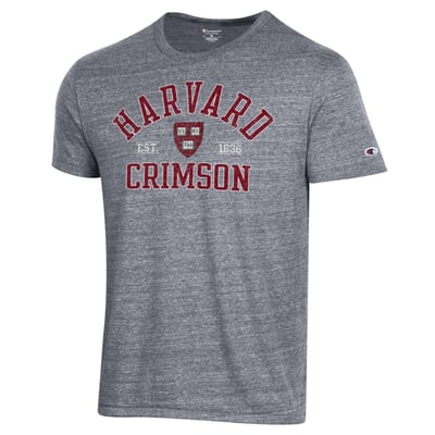 Harvard Crimson Champion Stacked Ultimate Tri-Blend T-Shirt - Gray