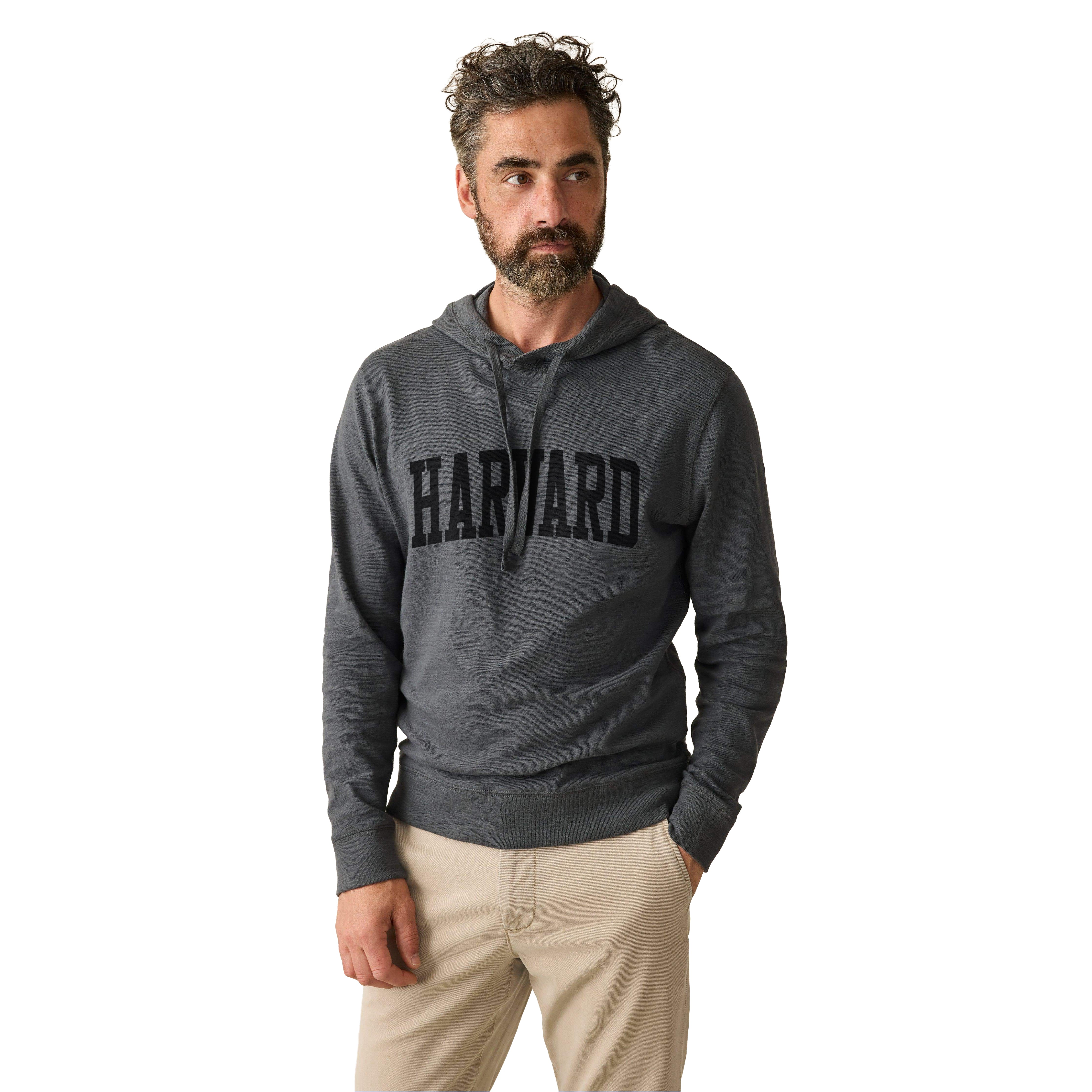Sweat à capuche FAHERTY blanc Harvard Crimson Sunwashed Slub pour homme