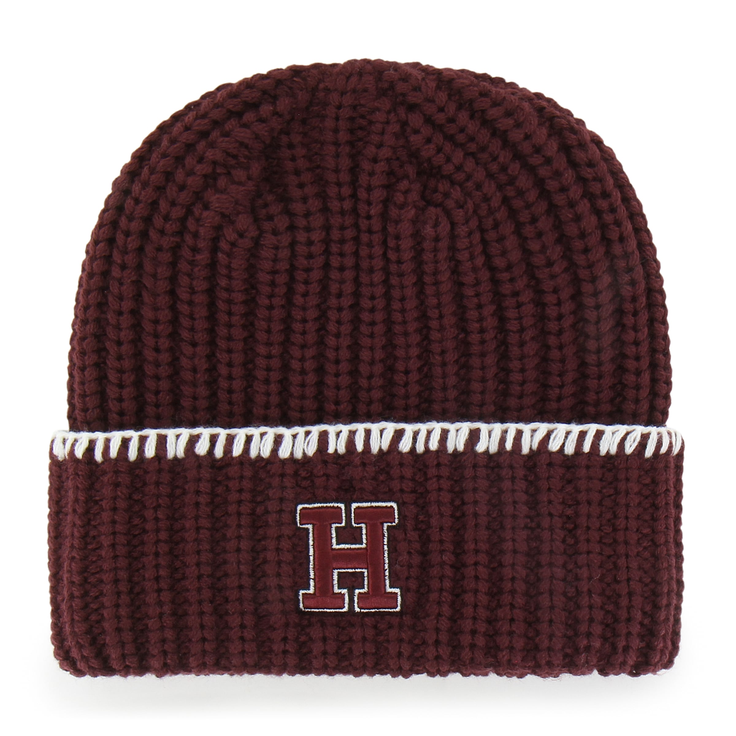 Bonnet à revers en maille point de couverture cramoisi Harvard '47 pour femme