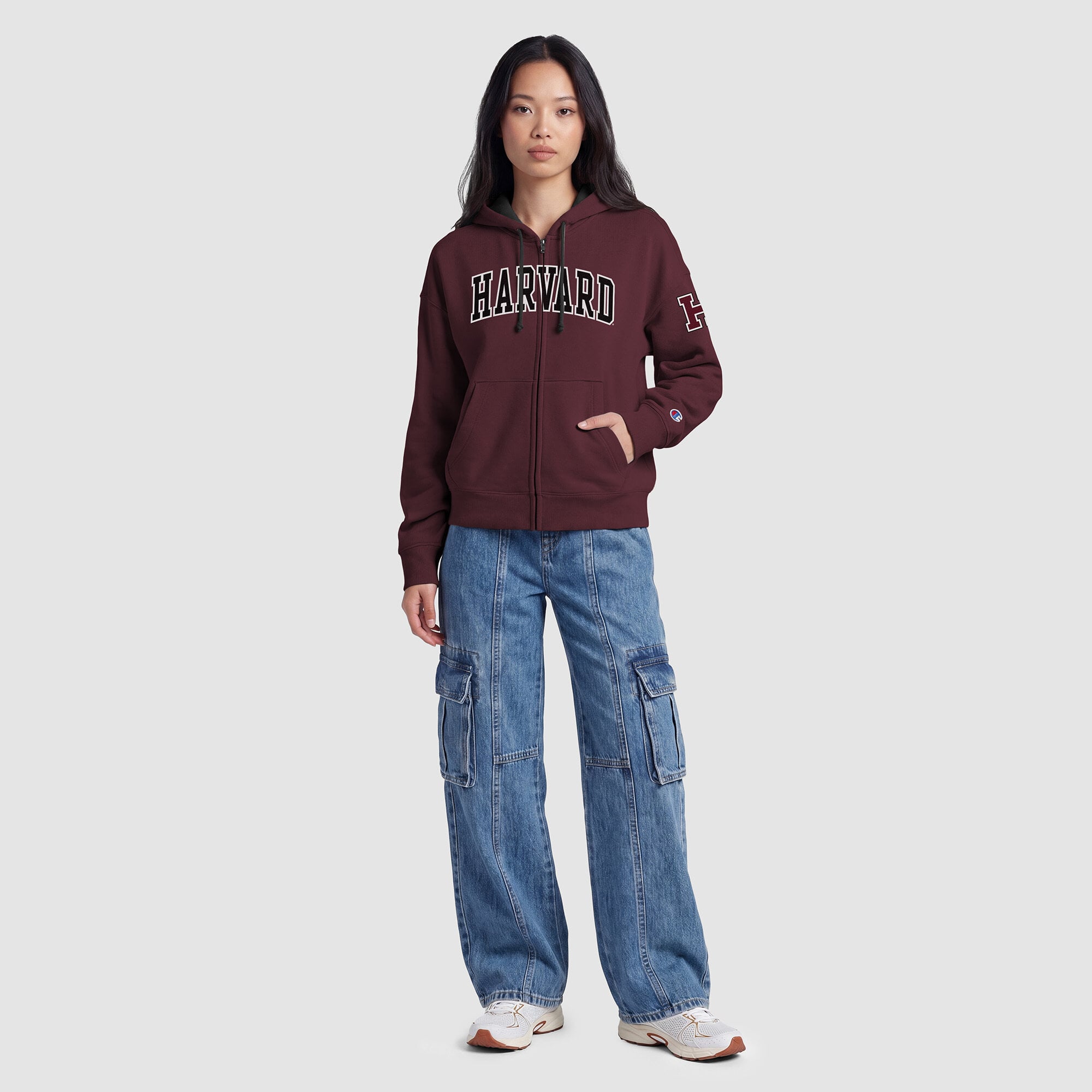 Sweat à capuche zippé en polaire Champion Crimson Harvard Arch pour femme