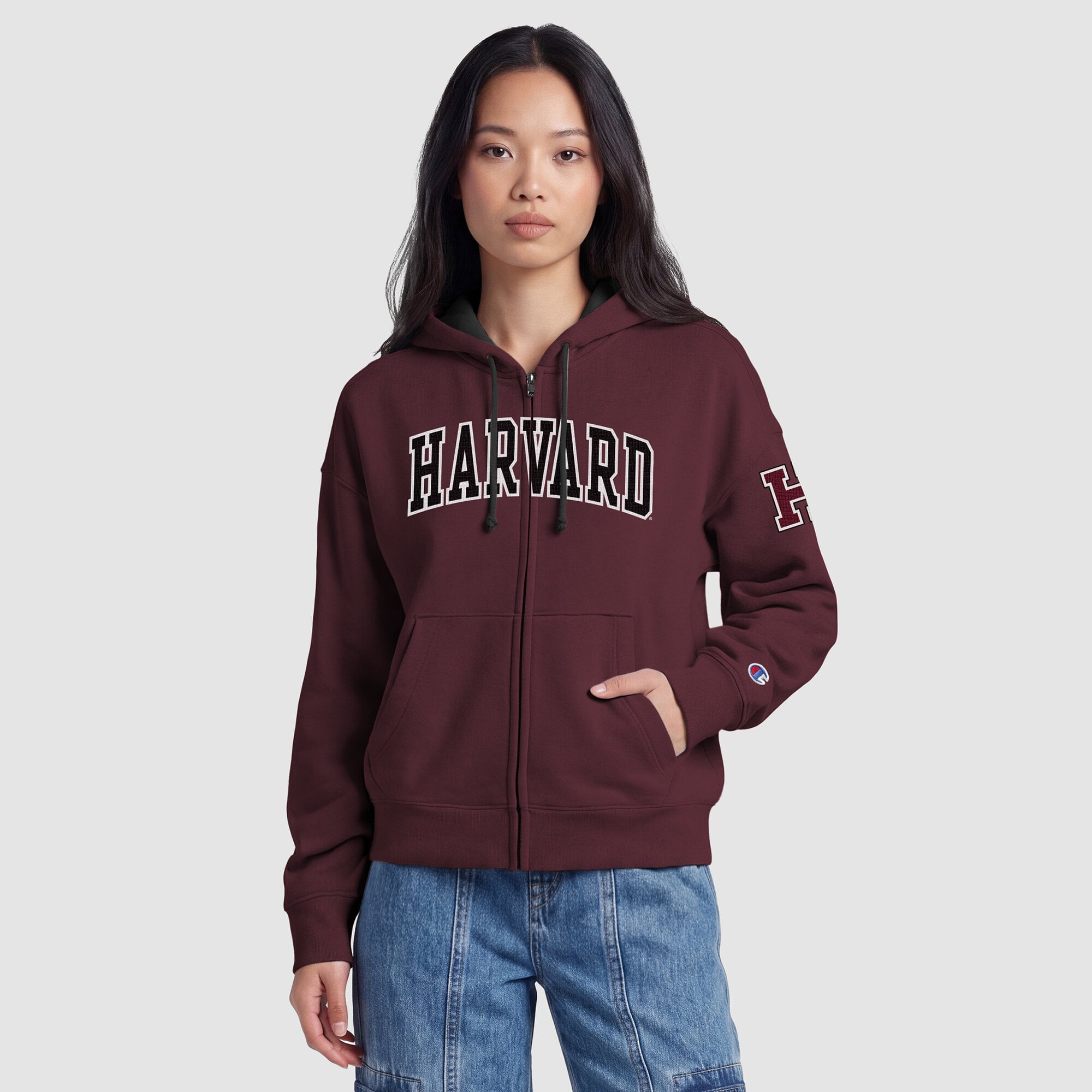 Sweat à capuche zippé en polaire Champion Crimson Harvard Arch pour femme