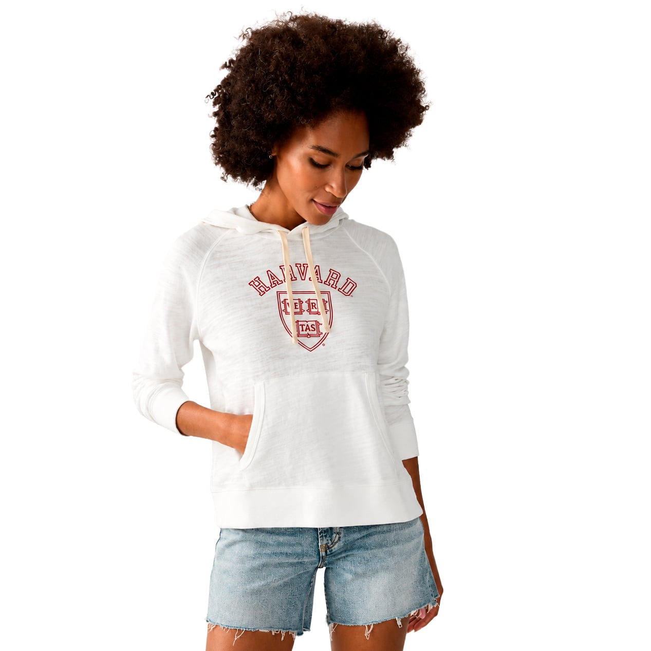 Sweat à capuche FAHERTY blanc Harvard Crimson Sunwashed pour femme