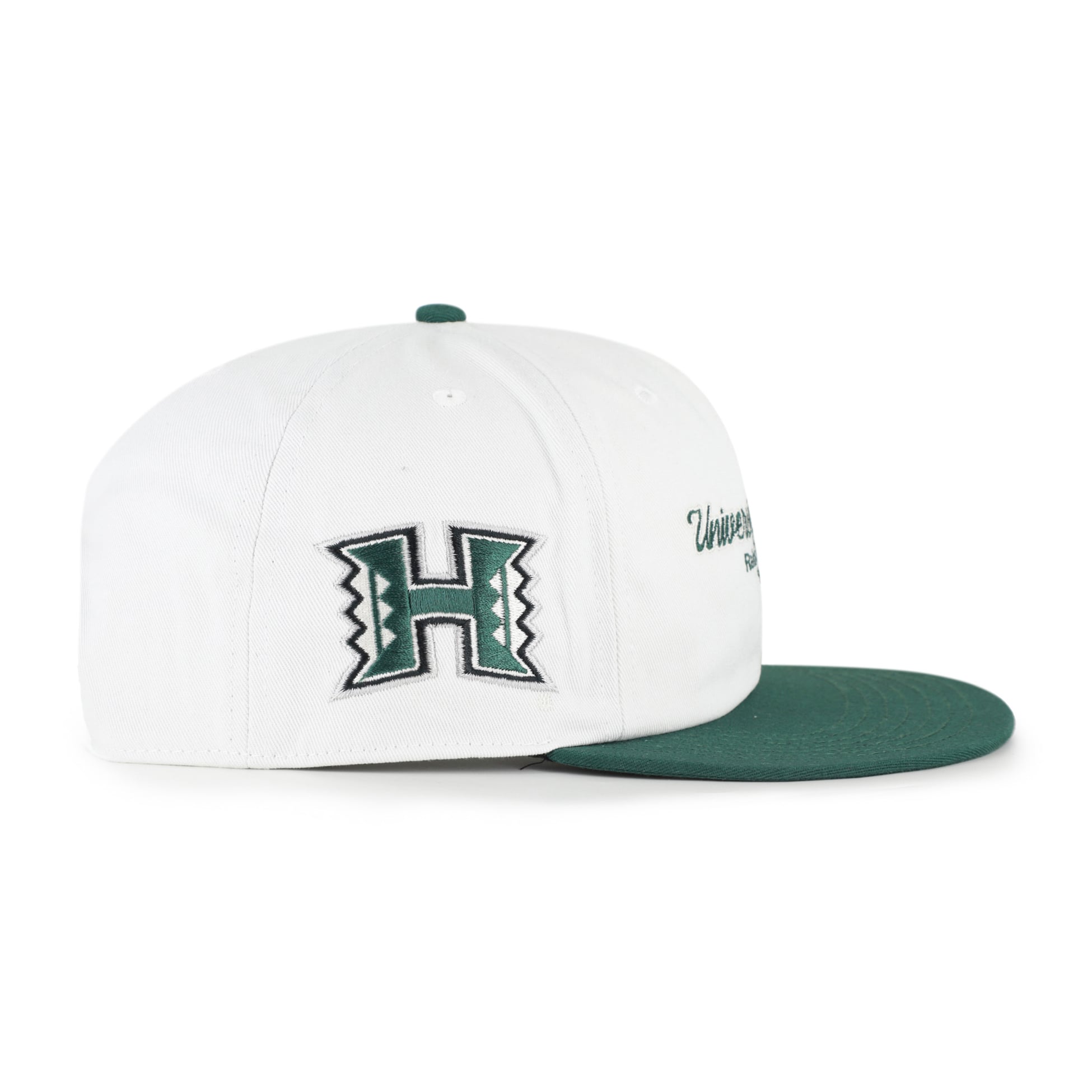 Men's '47 White/Green Hawaii Rainbow Warriors Script Stack Relaxed Captain Adjustable Hat