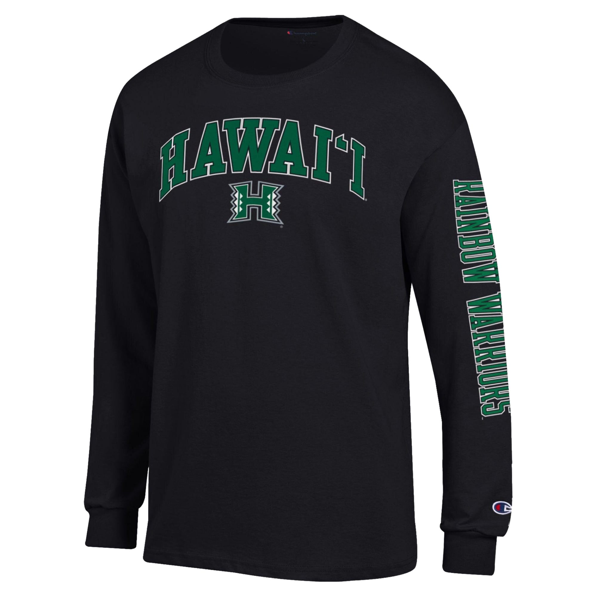 T-shirt à manches longues Champion vert Hawaii Rainbow Warriors Arch Logo pour homme