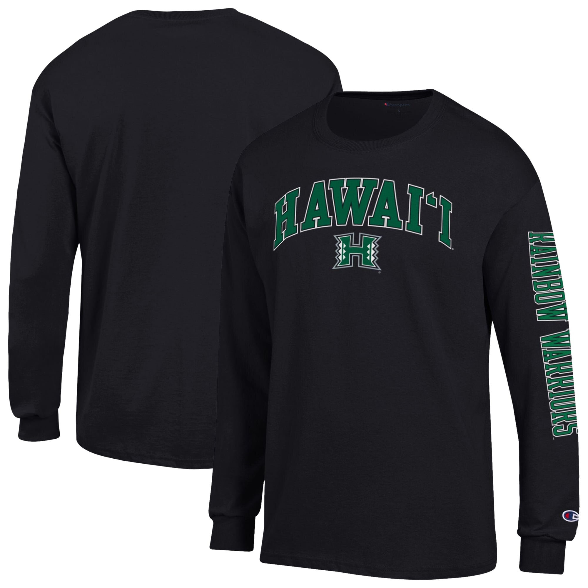 T-shirt à manches longues Champion vert Hawaii Rainbow Warriors Arch Logo pour homme