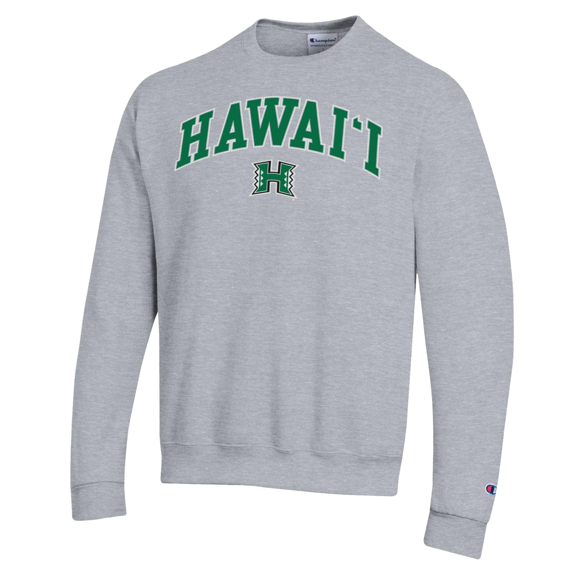 Men's Champion Heather Gray Hawaii Rainbow Warriors Arch Powerblend Sweatshirt