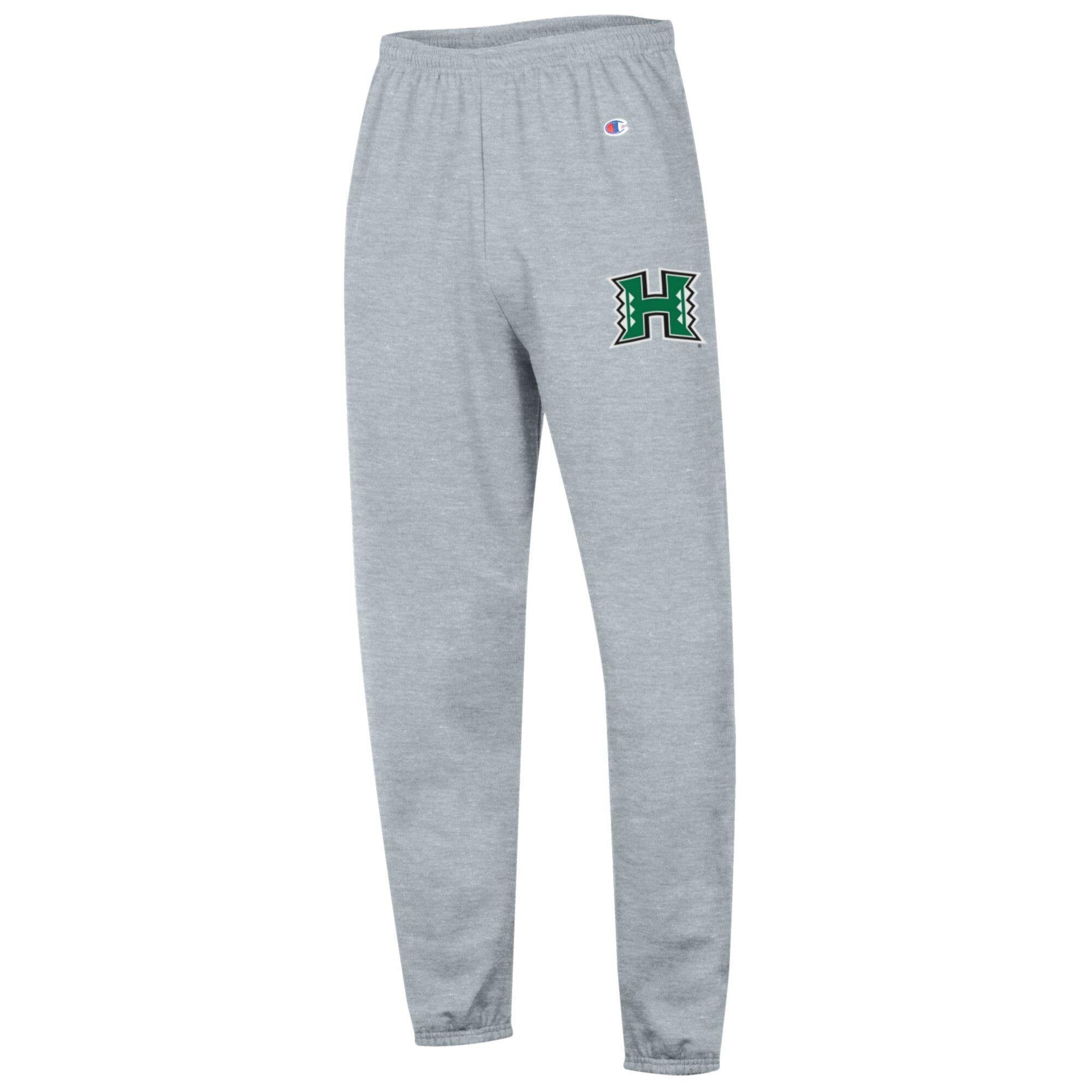 Men's Champion Heather Gray Hawaii Rainbow Warriors Powerblend Fleece Team Sweatpants