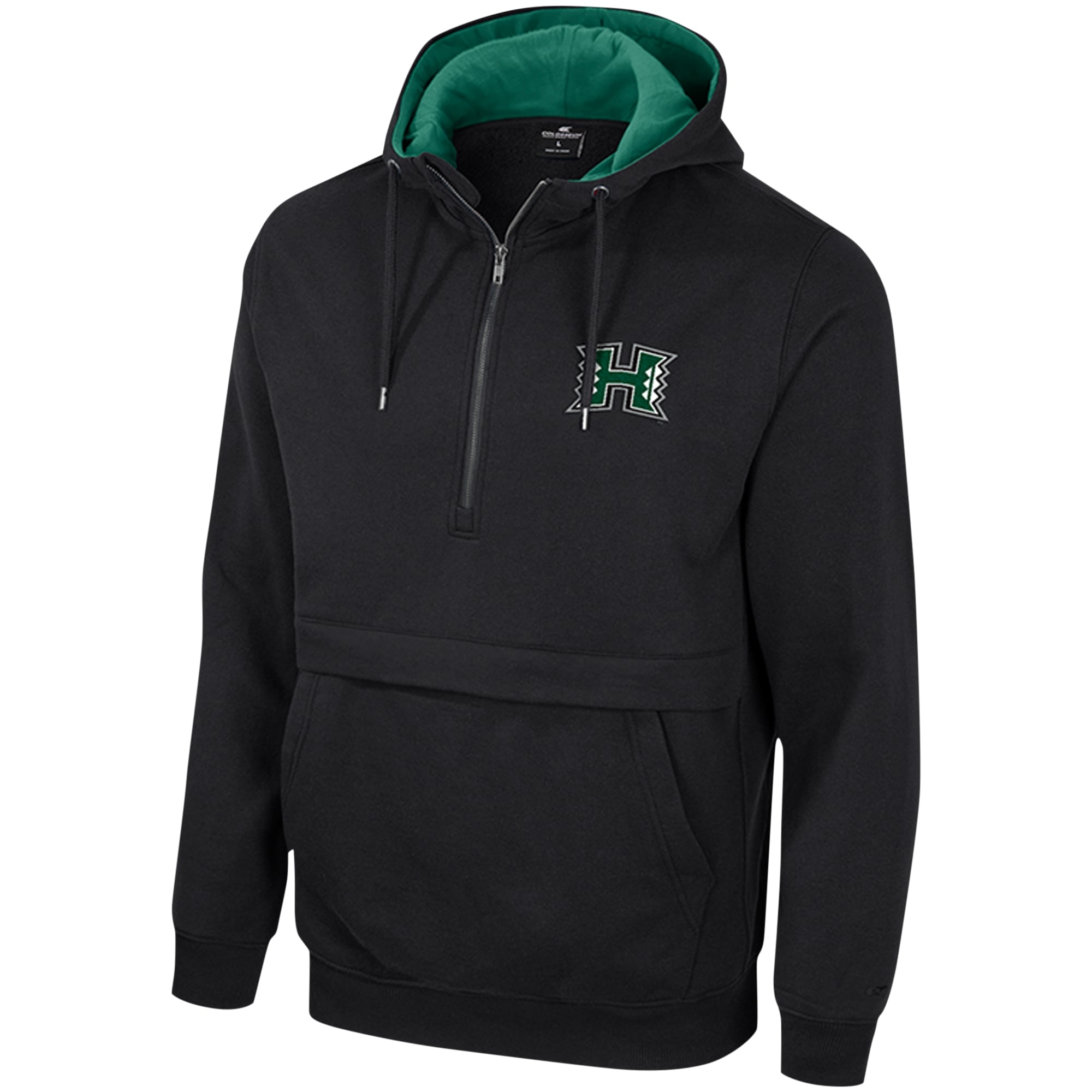 Men's Colosseum Black Hawaii Rainbow Warriors Team Half-Zip Pullover Hoodie