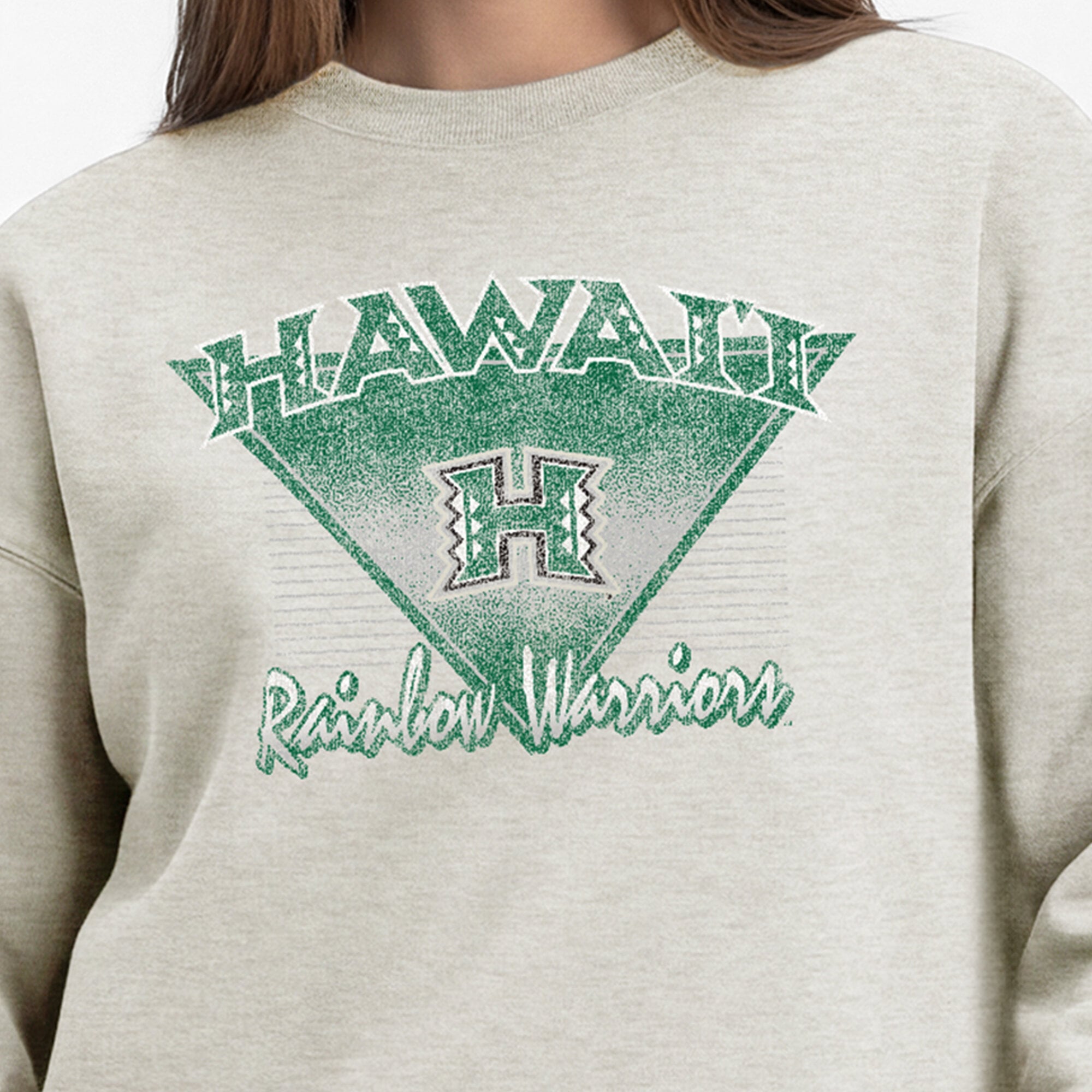 Women's Champion Oatmeal Hawaii Rainbow Warriors All-Star Weave Sweatshirt