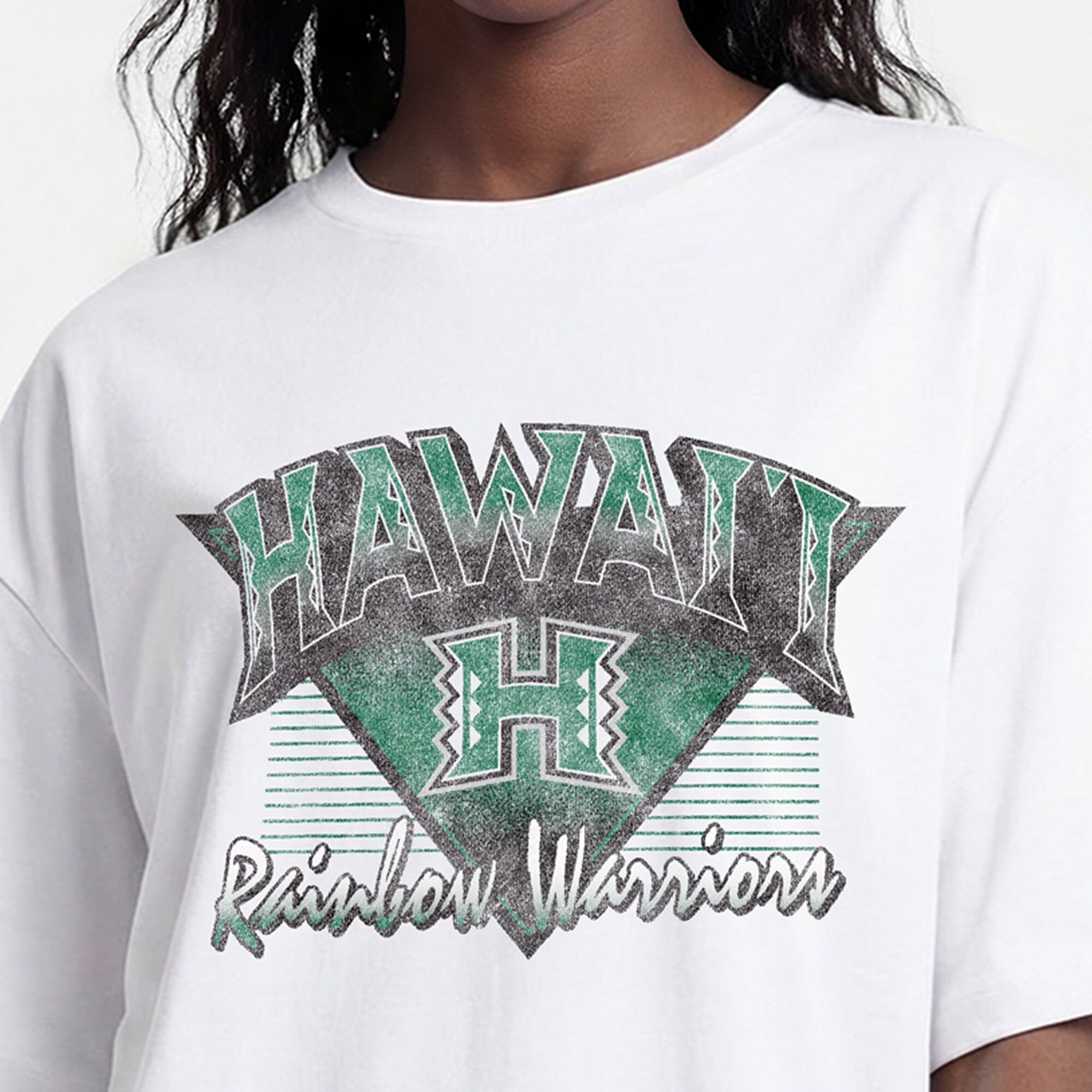 Women's Champion White Hawaii Rainbow Warriors Retro Oversized T-Shirt
