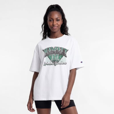  Hawaii Rainbow Warriors Champion Women's Retro Oversized T-Shirt - White