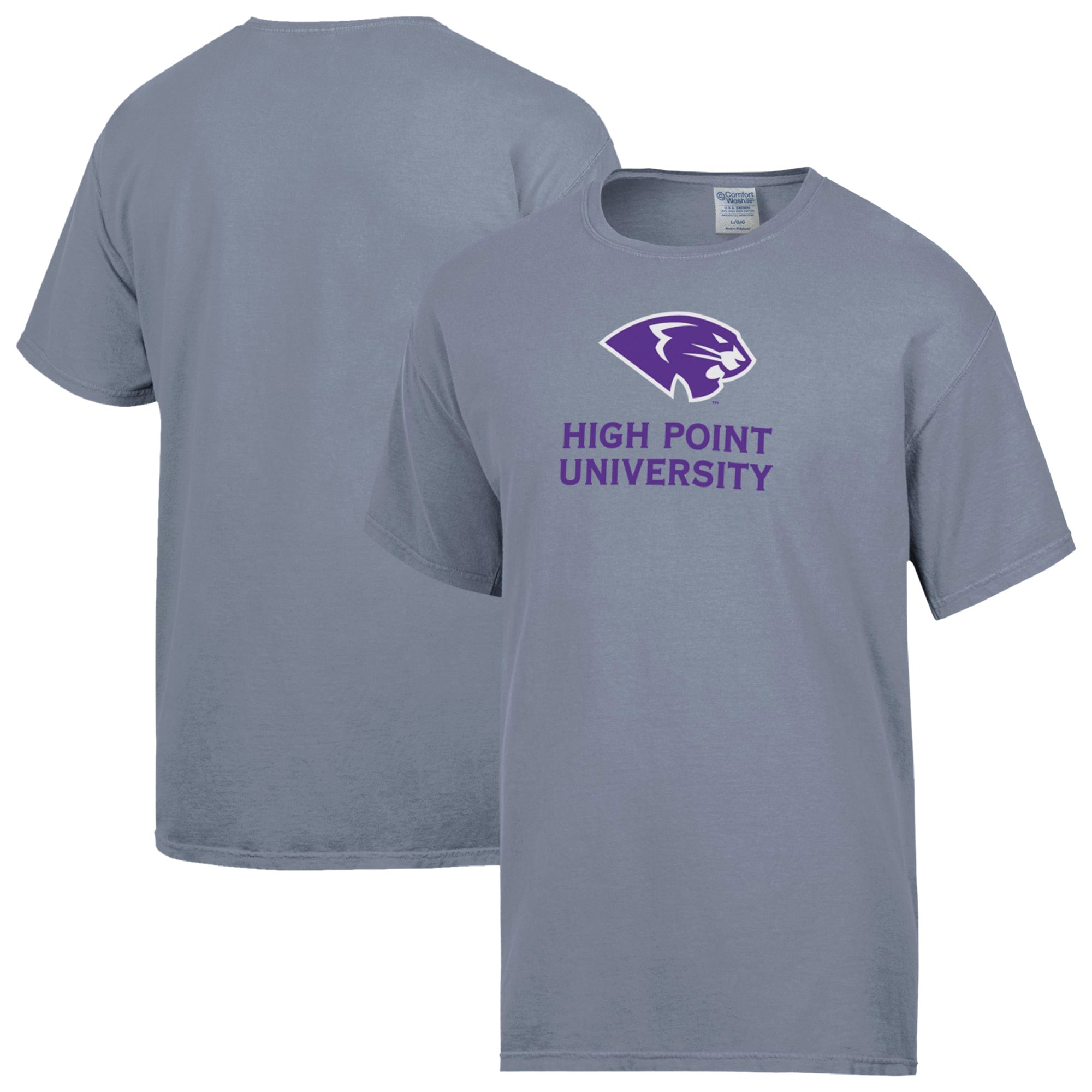 Men's ComfortWash Gray High Point Panthers Logo Over Stacked T-Shirt