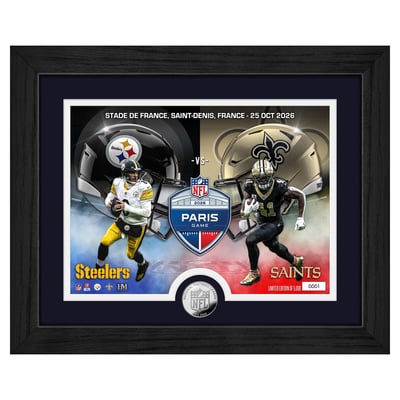 Aaron Rodgers & Alvin Kamara Pittsburgh Steelers vs. New Orleans Saints Highland Mint Paris 2026 International Games Week 13" x 16" Silver Coin Photo Mint