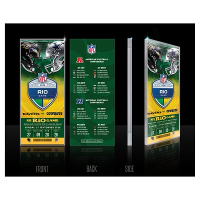 Baltimore Ravens vs. Dallas Cowboys Highland Mint Rio 2026 International Games Week Acrylic Ticket