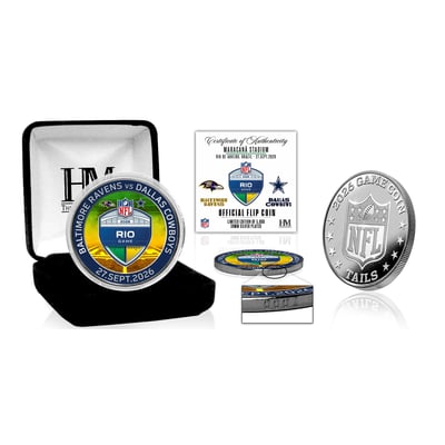 Baltimore Ravens vs. Dallas Cowboys Highland Mint Rio Limited-Edition 2026 International Games Color Silver-Plated Game Flip Coin