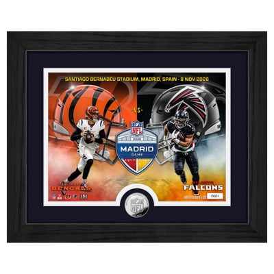 Bijan Robinson & Joe Burrow Cincinnati Bengals vs. Atlanta Falcons Highland Mint Madrid 2026 International Games Week 13" x 16" Silver Coin Photo Mint