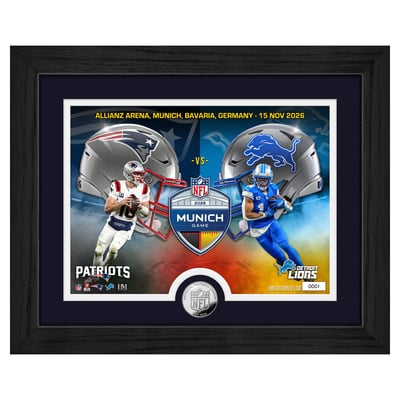 Drake Maye & Amon-Ra St. Brown New England Patriots vs. Detroit Lions Highland Mint Munich 2026 International Games Week 13" x 16" Silver Coin Photo Mint