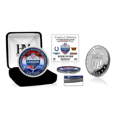 Indianapolis Colts vs. Washington Commanders Highland Mint London Limited-Edition 2026 International Games Color Silver-Plated Game Flip Coin