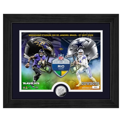Lamar Jackson & Dak Prescott Baltimore Ravens vs. Dallas Cowboys Highland Mint Rio Limited-Edition 2026 International Games Week 13" x 16" Silver Coin Photo Mint