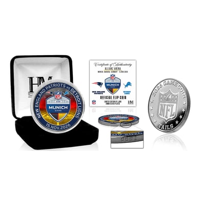 New England Patriots vs. Detroit Lions Highland Mint Munich Limited-Edition 2026 International Games Color Silver-Plated Game Flip Coin