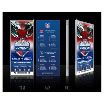 Philadelphia Eagles vs. Jacksonville Jaguars Highland Mint London 2026 International Games Week Acrylic Ticket